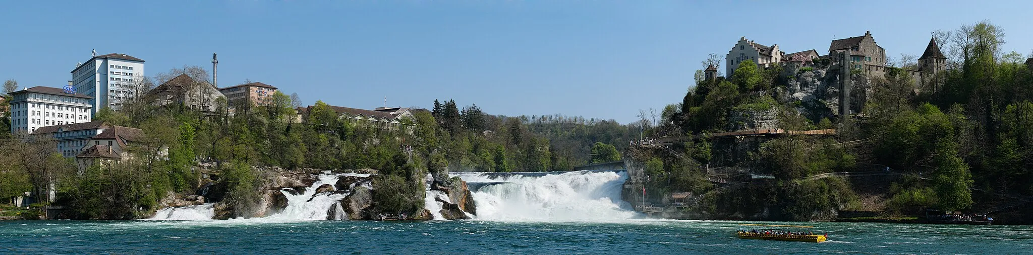 Photo showing: Panoramic view of the Rhine Fall and environment.