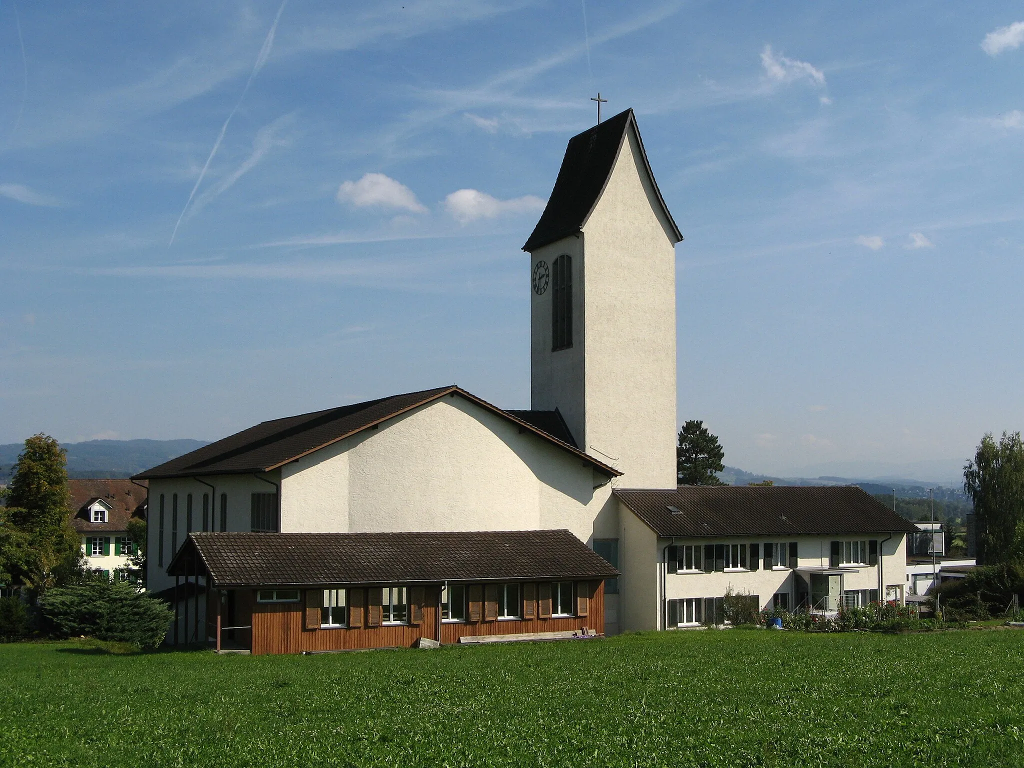 Photo showing: Aussenansicht der Pfarrkirche St. Wendelin in Aristau, ID 909