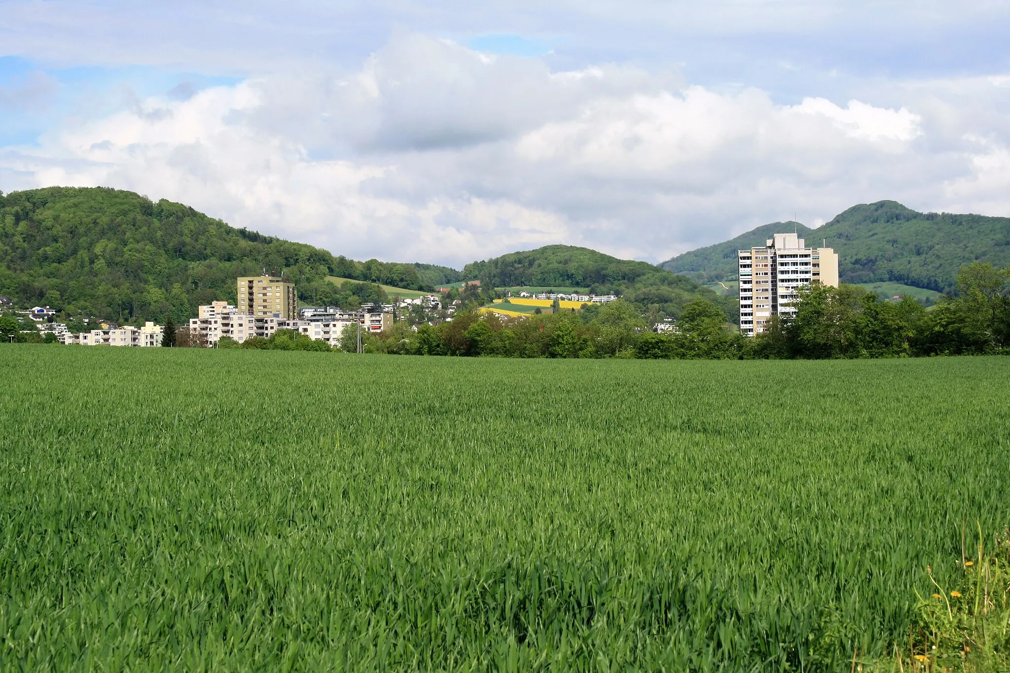 Photo showing: Nussbaumen respectively Obersiggenthal (Switzerland) as seen from Limmatuferweg nearby Untersiggenthal