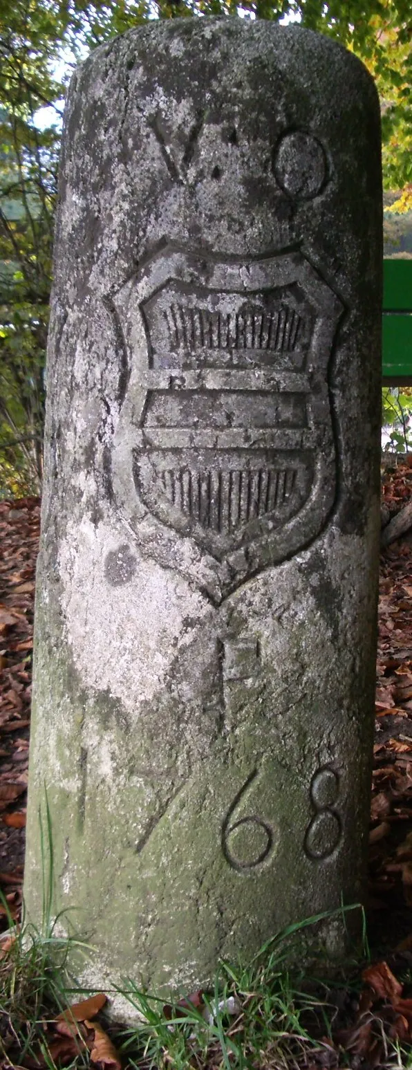 Photo showing: Boundary stone of 1768 of Further Austria, on Salhöhe Pass/Switzerland. The back side looks like this: