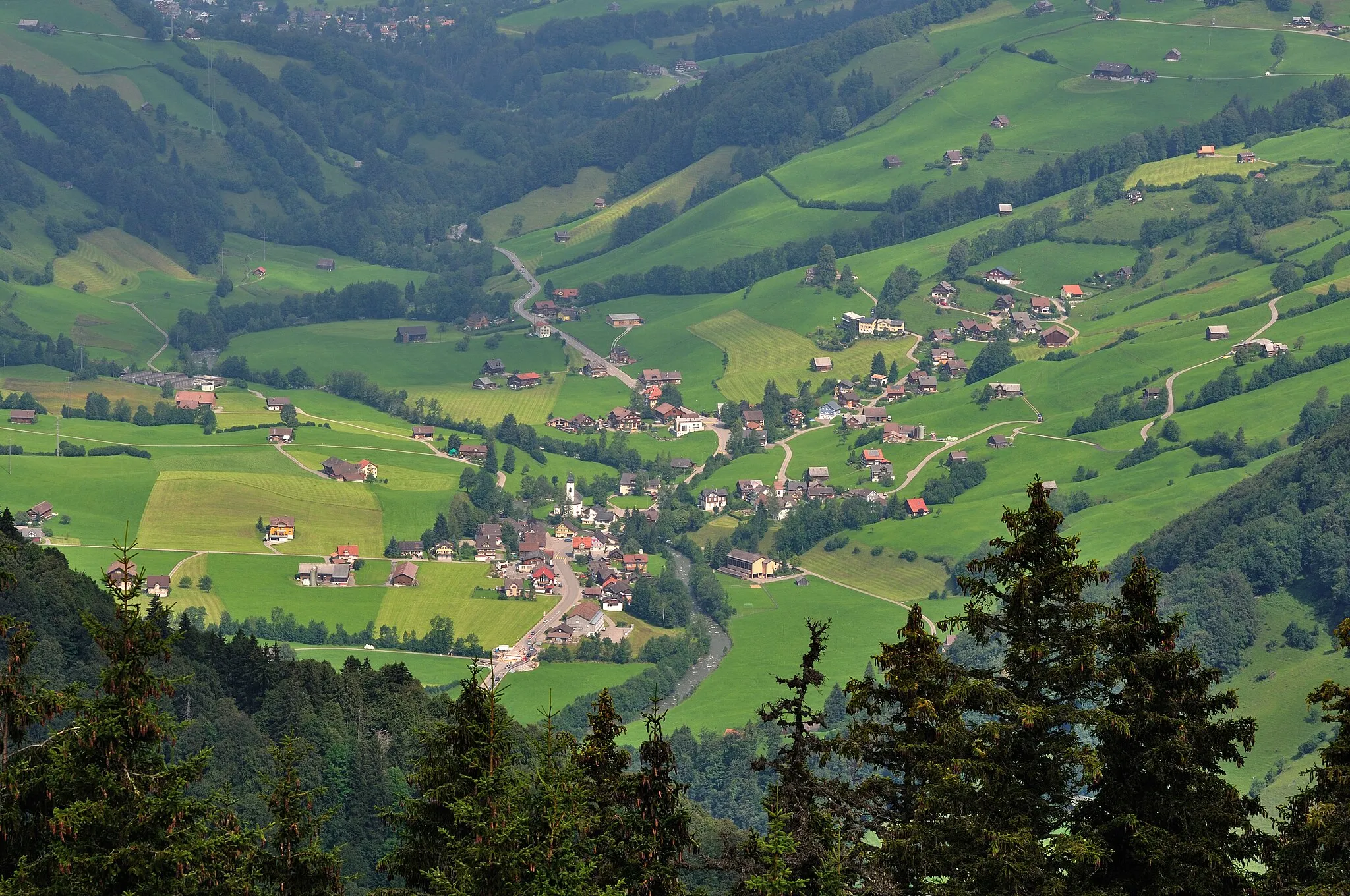 Photo showing: Switzerland, Canton of St. Gallen, Stein SG from Strichboden