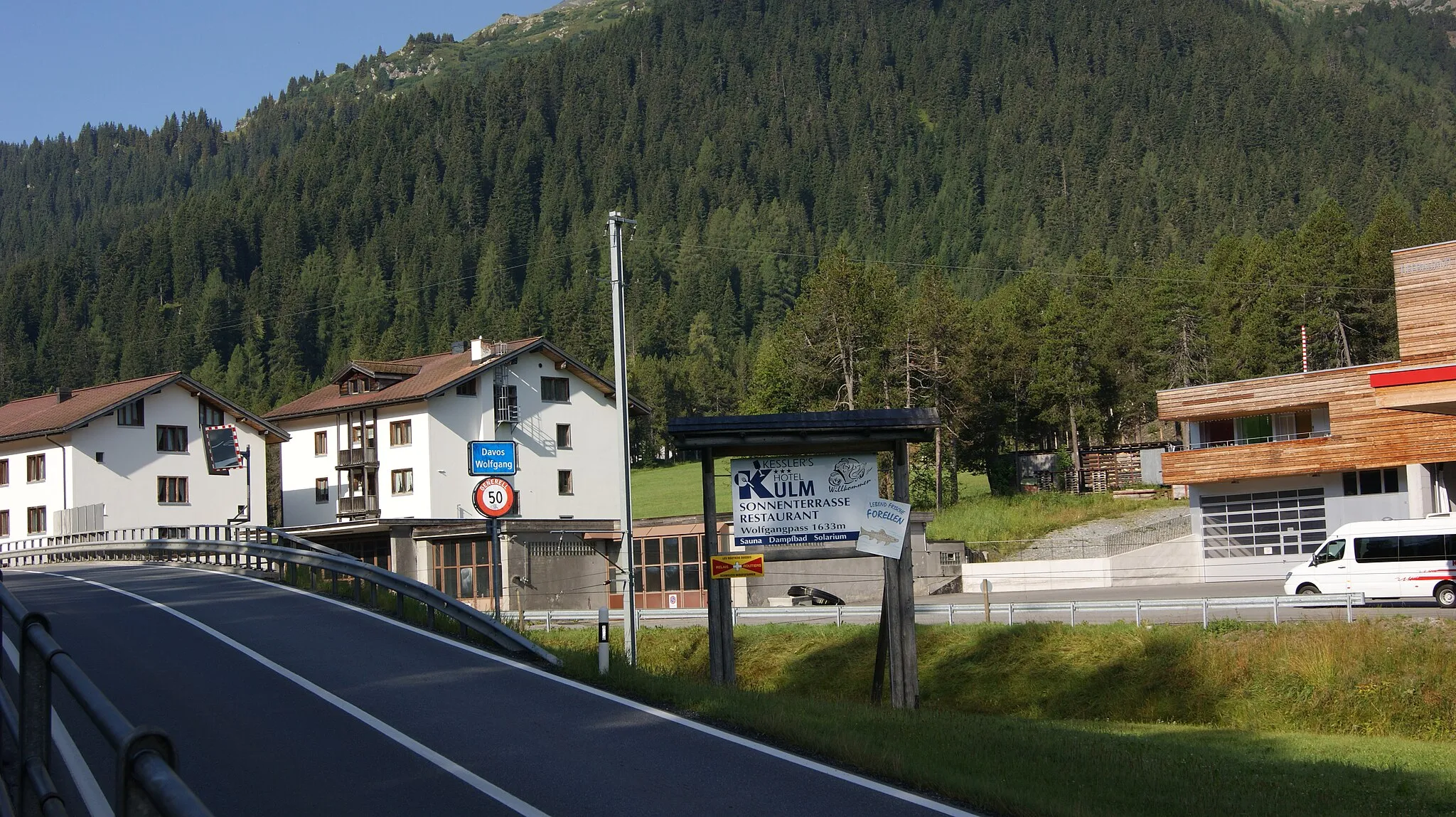 Photo showing: Village sign Wolfgangspass (Davos) in Switzerland (1631 m above sea level).