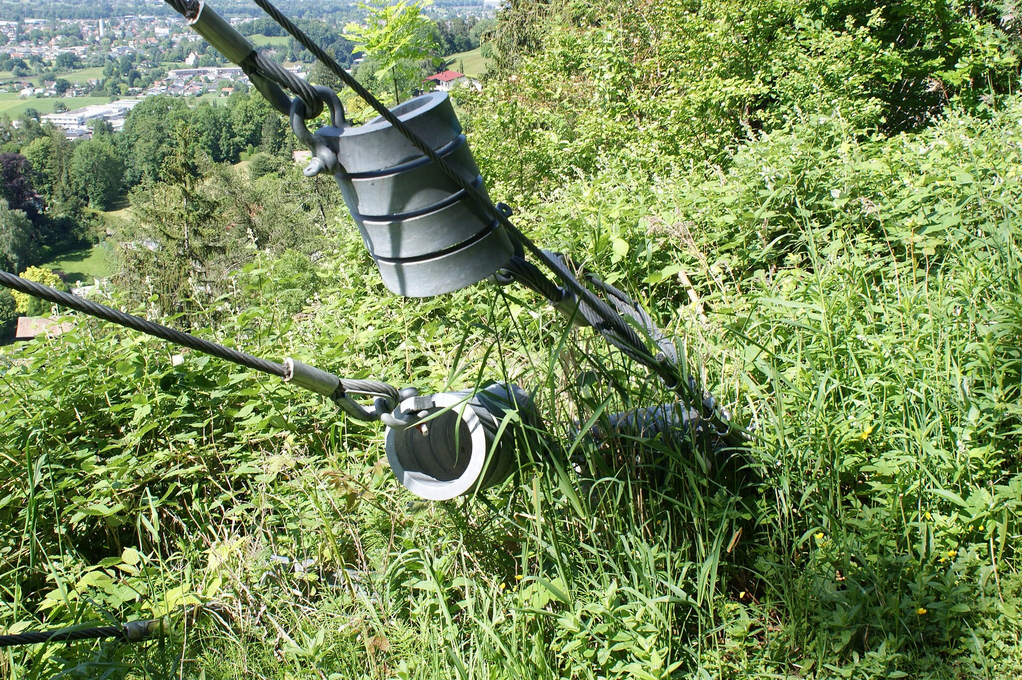 Photo showing: Balittaweg - rockfall catchment fence in Götzis, Vorarlberg, Austria.