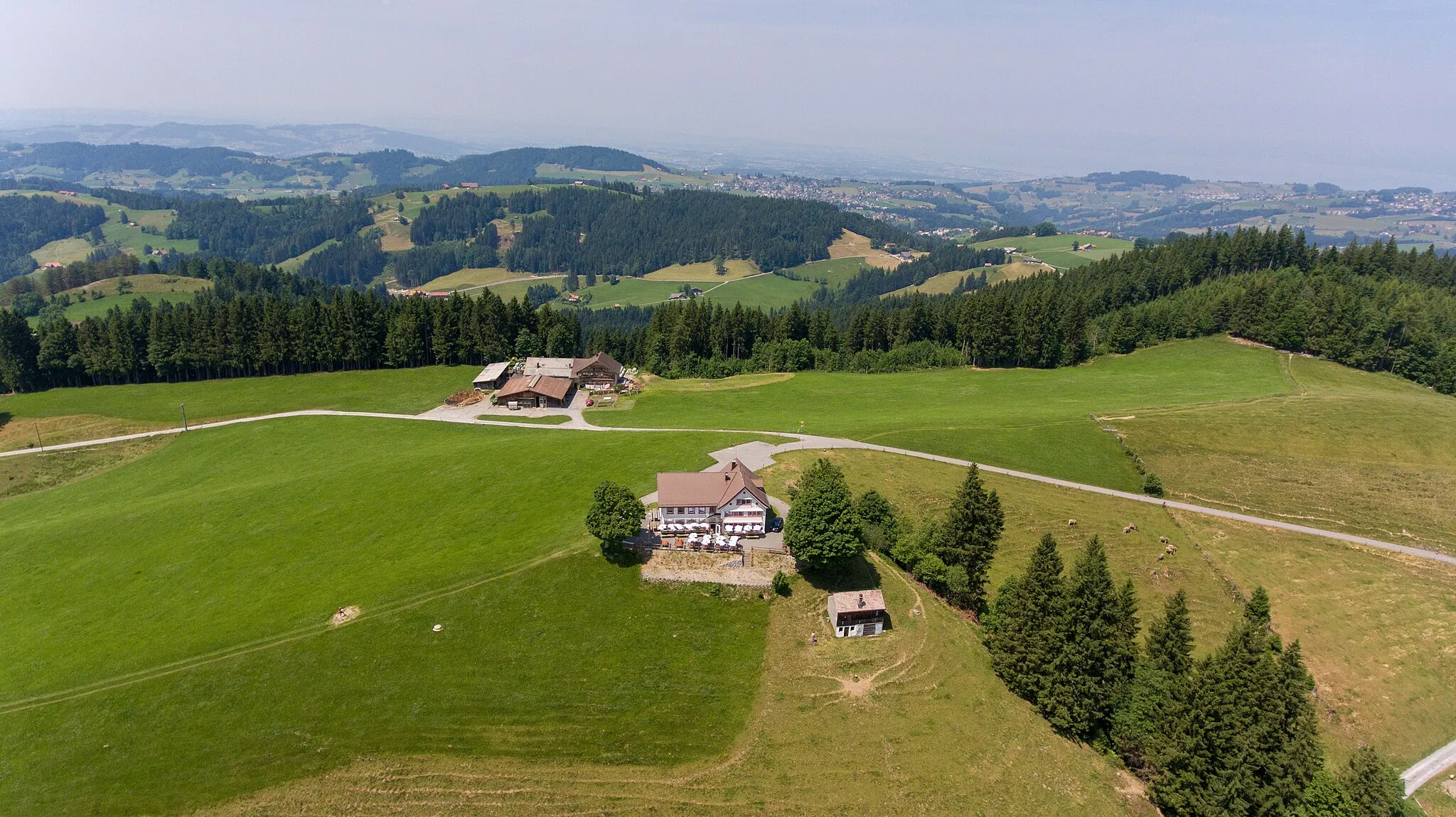 Photo showing: Switzerland, Appenzell Ausserrhoden, aerial view of Restaurant Gäbris