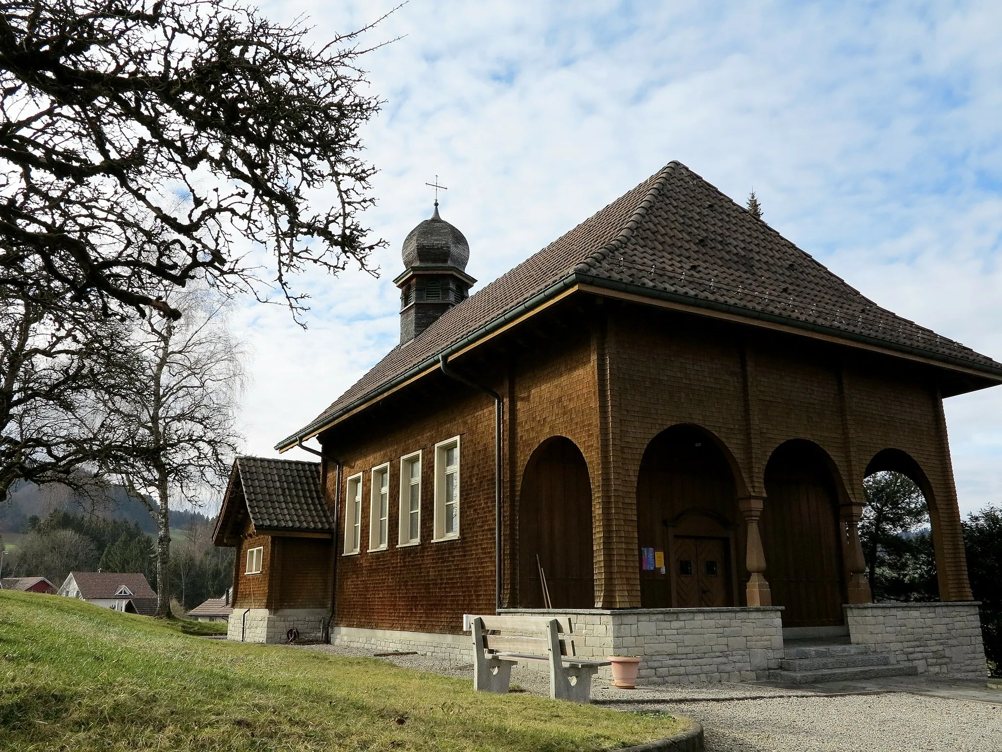 Photo showing: Aussenansicht der Kapelle St. Niklaus von der Flüe, Müselbach, Schweiz