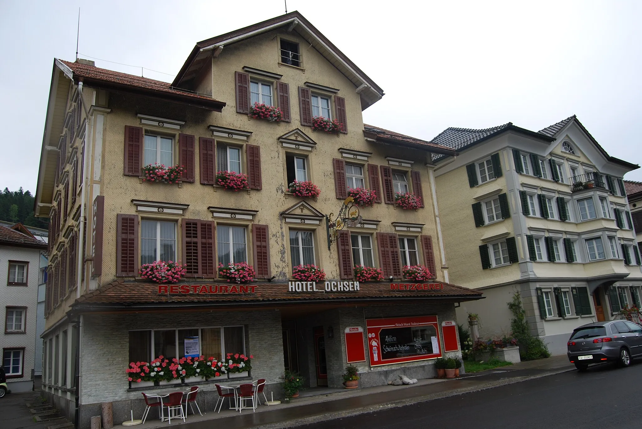 Photo showing: Hotel Ochsen at Dorfstrasse 52, Bühler, canton of Appenzell Ausserrhoden, Switzerland