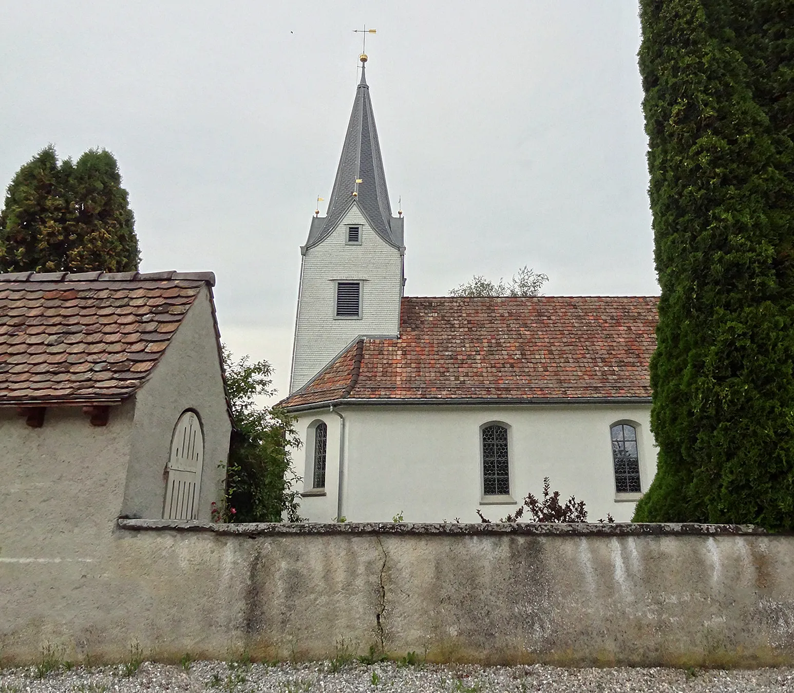 Photo showing: Church of Wäldi, Switzerland, seen from the south.