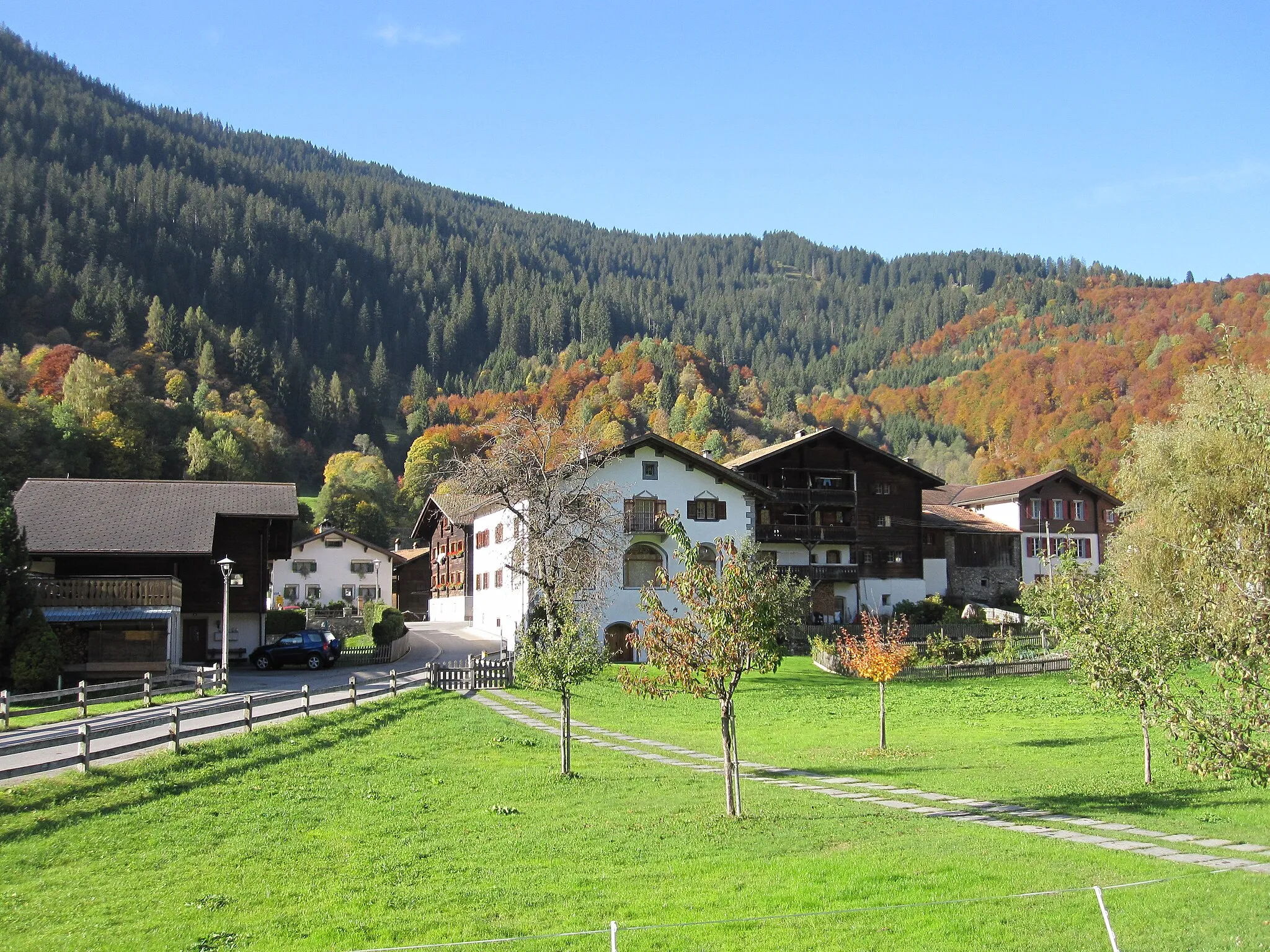 Photo showing: Dorfeingang Serneus (politisch zu Klosters-Serneus gehörig)