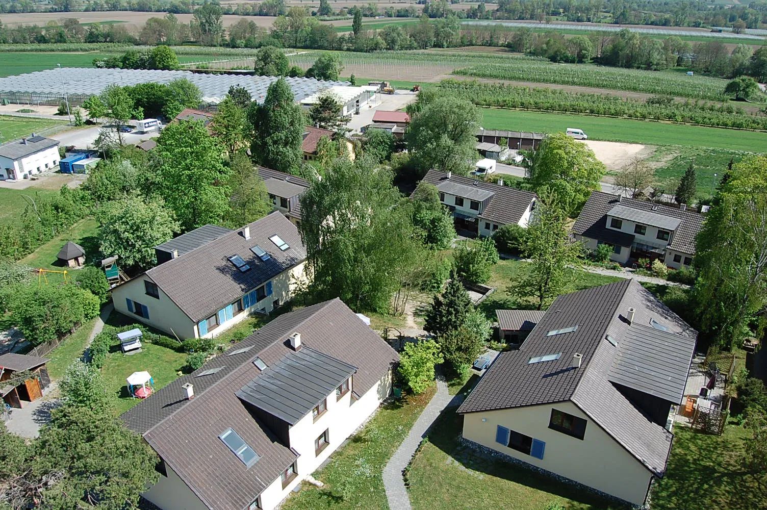 Photo showing: Die Familienhäuser im Pestalozzi Kinderdorf Stockach-Wahlwies