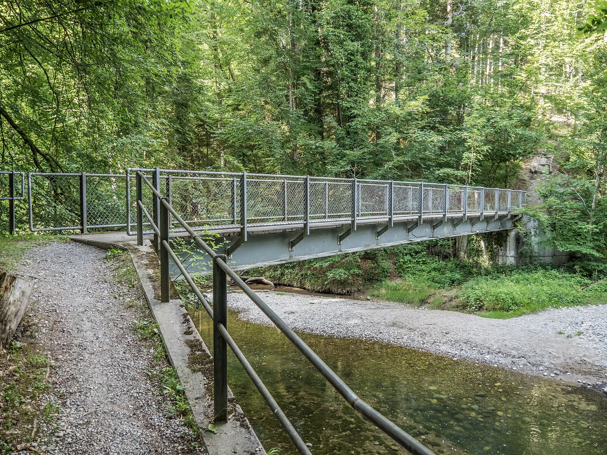 Photo showing: Pedestrian Bridge over the Glatt River, Flawil – Oberbüren, Canton of St. Gallen, Switzerland