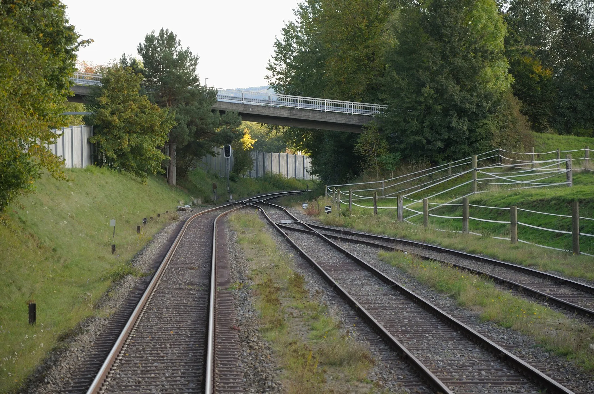 Photo showing: Switzerland, Canton of Schaffhausen, views along the museum railway line between Rielasingen (Germany) and Etzwilen (Switzerland)