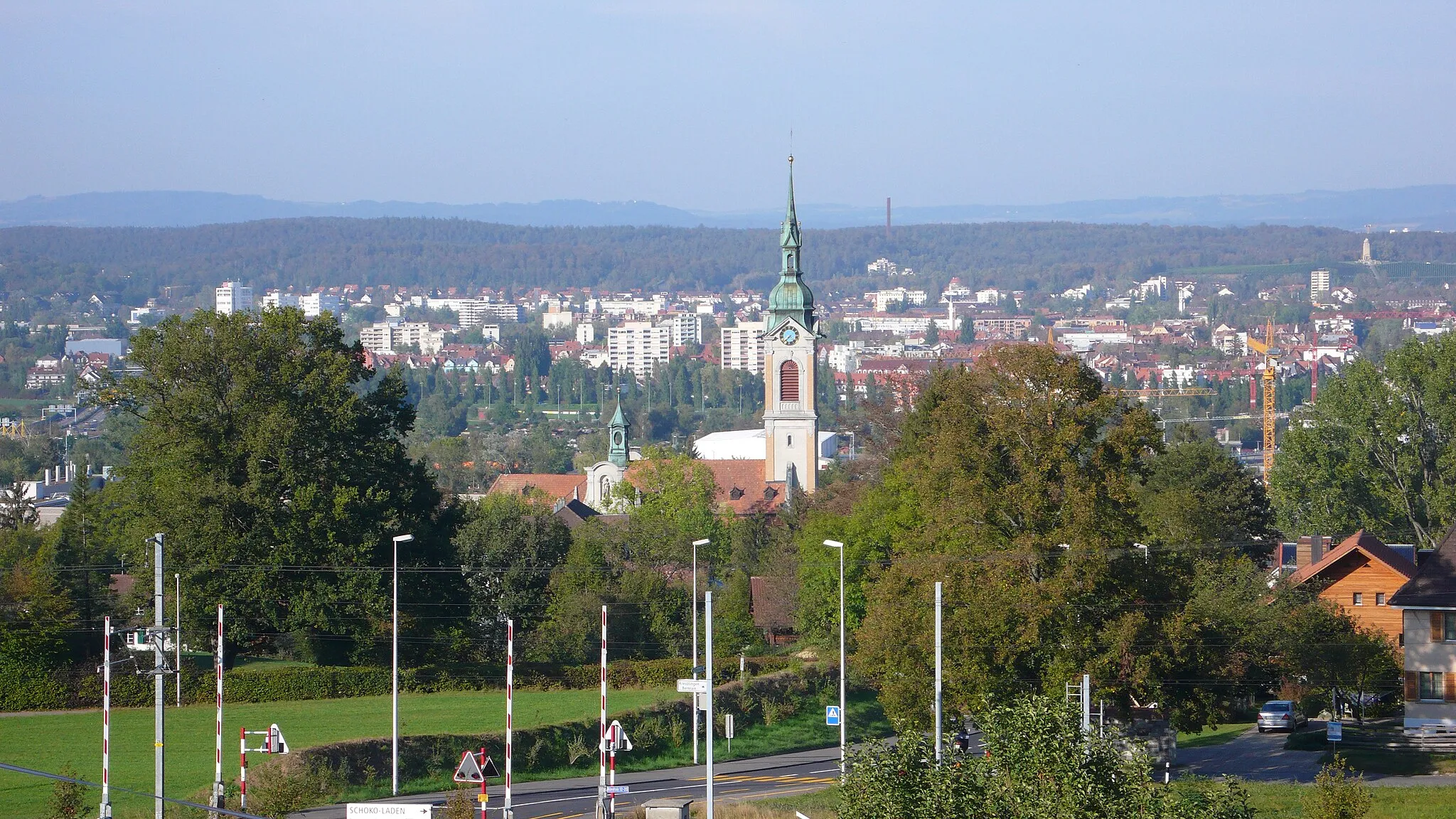 Photo showing: Kirche St. Stefan in Kreuzlingen mit Konstanz (D) im Hintergrund