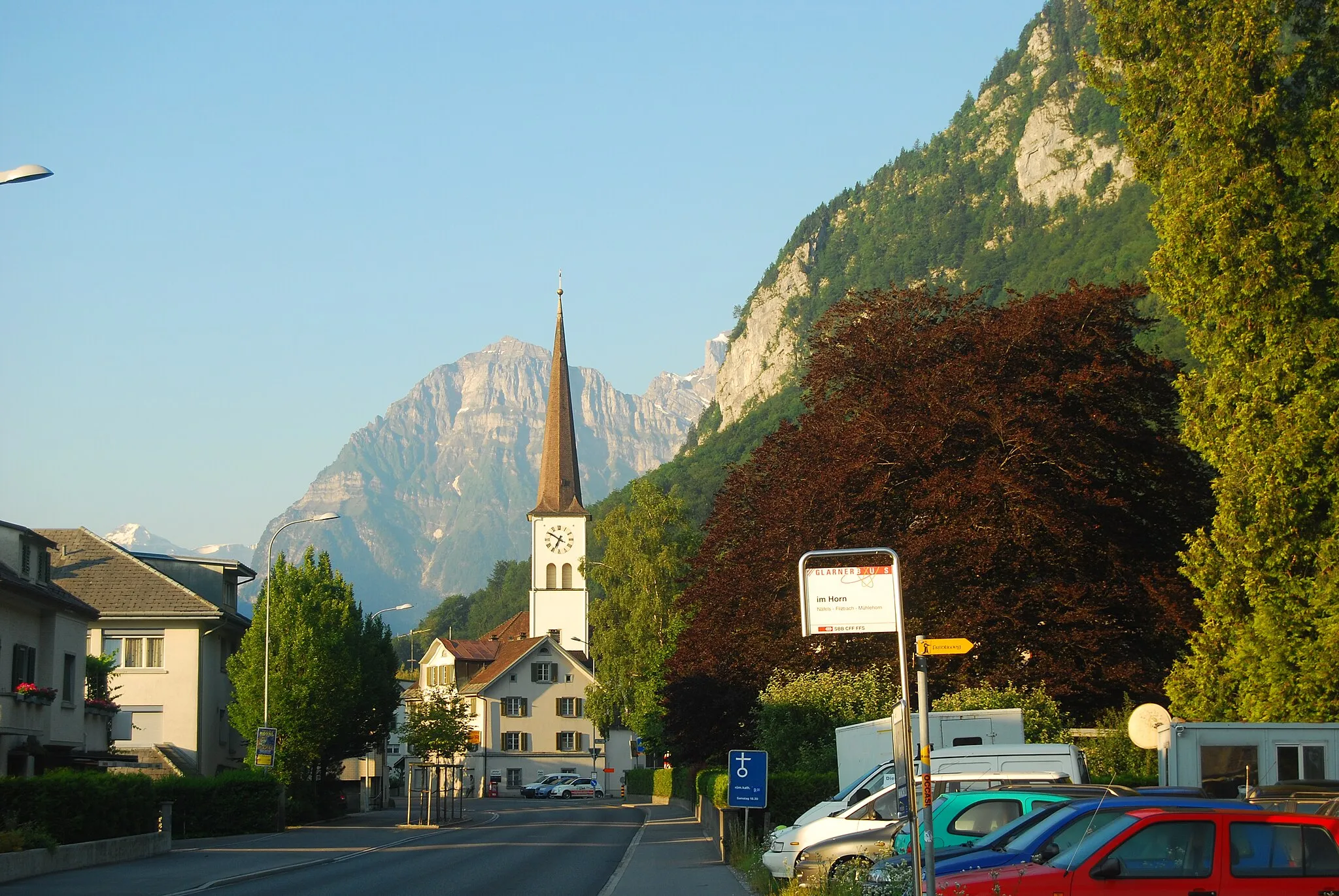 Photo showing: Church of Oberurnen, canton of Glarus, Switzerland