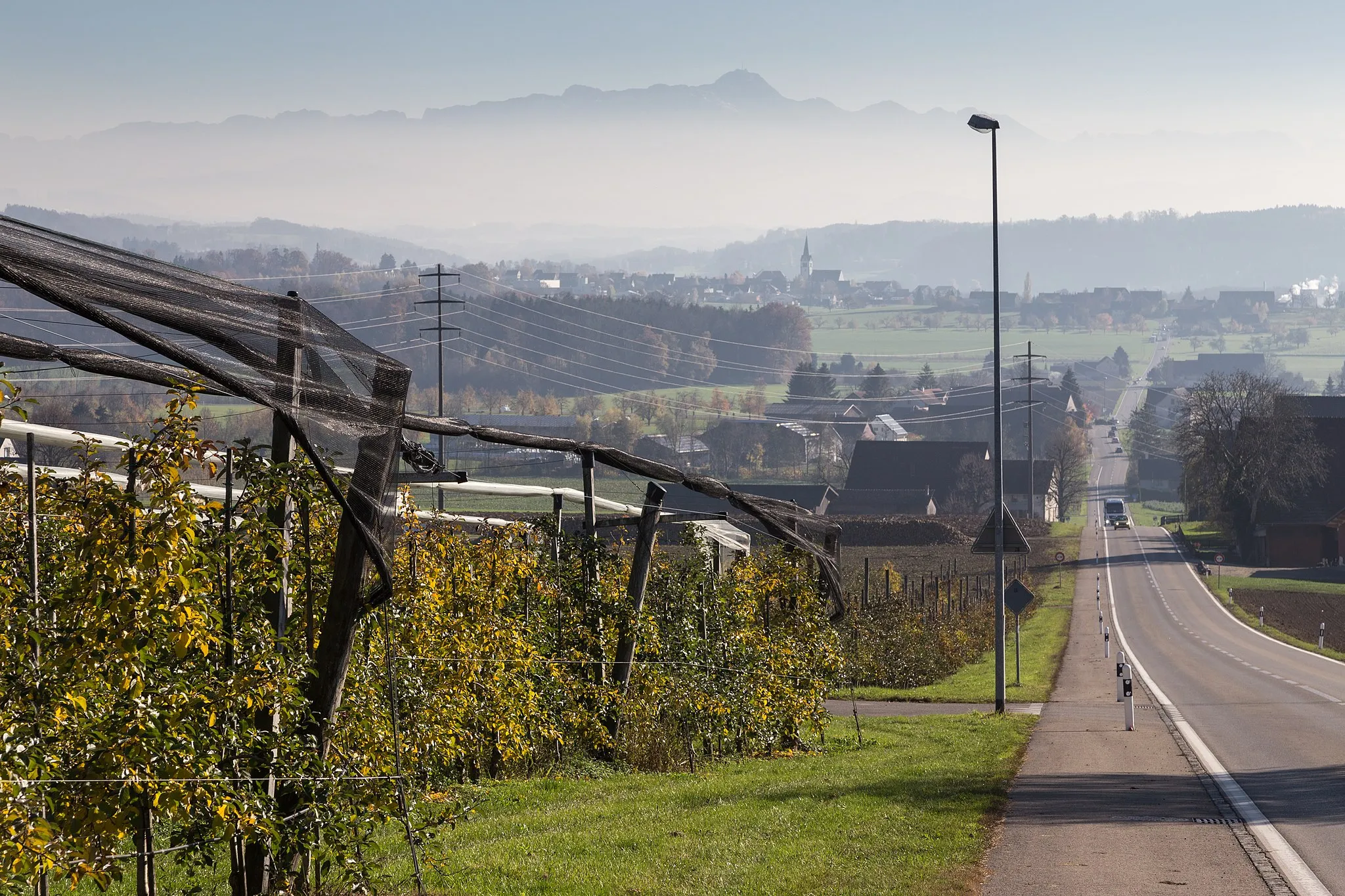 Photo showing: Kreuzlingerstrasse von Berg TG nach Sulgen TG kurz vor Opfershofen. Im Hintergrund der Alpstein.