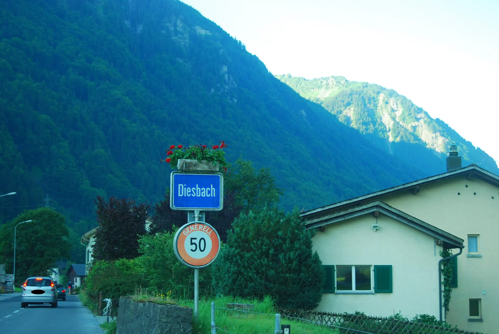 Photo showing: Village entry Diesbach, municipality of Luchsingen, canton of Glarus, Switzerland