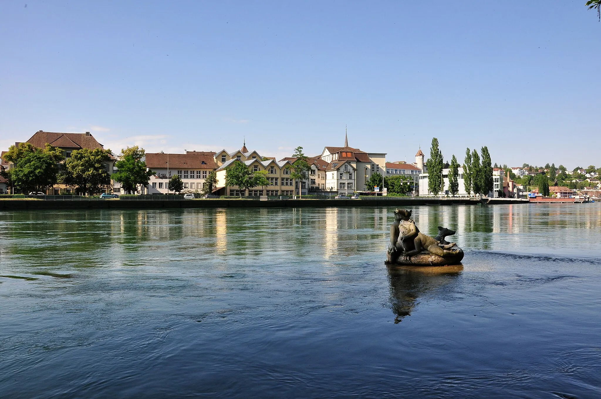 Photo showing: Schaffhausen and Rhein (Switzerland), as seen from Feuerthalen
