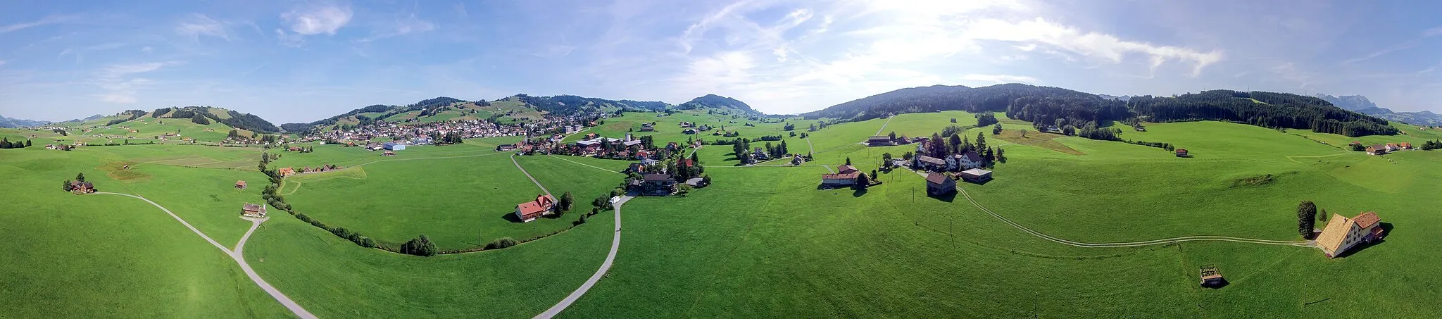 Photo showing: Switzerland, Appenzell Innerrhoden, 360° aerial view of Gais