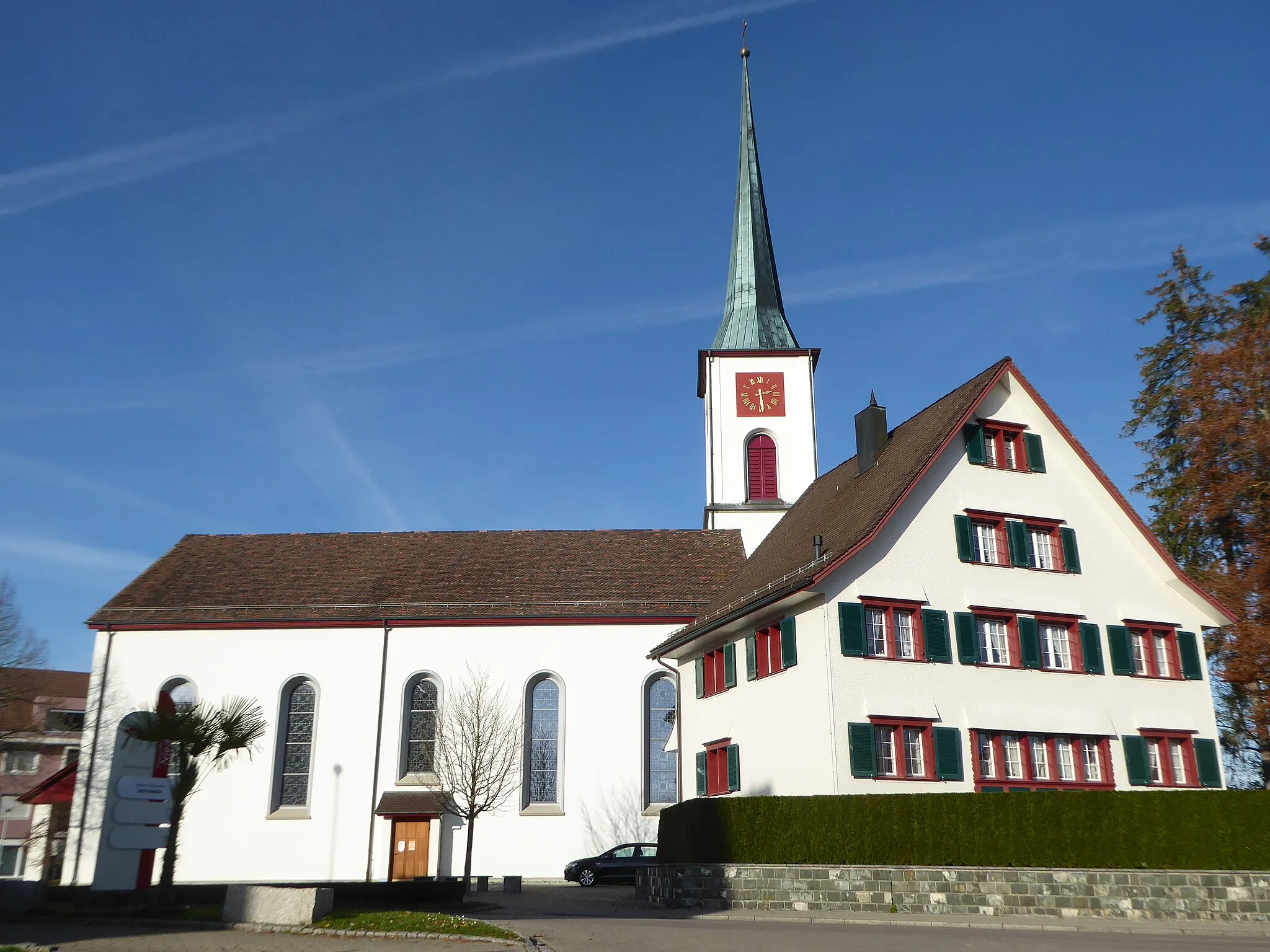 Photo showing: Kirche und Pfarrhaus Niederwil SG