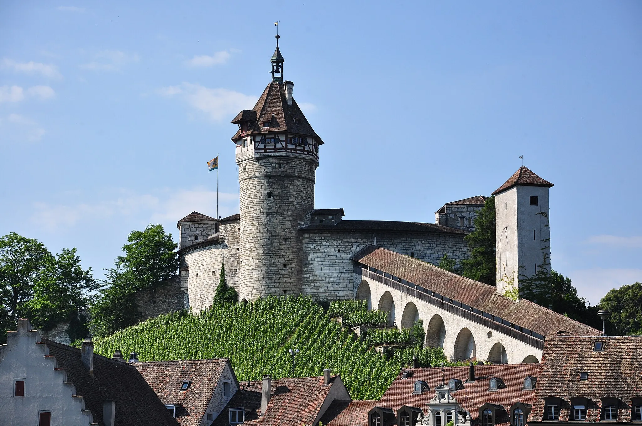 Photo showing: Munot in Schaffhausen (Switzerland) as seen from Feuerthalen