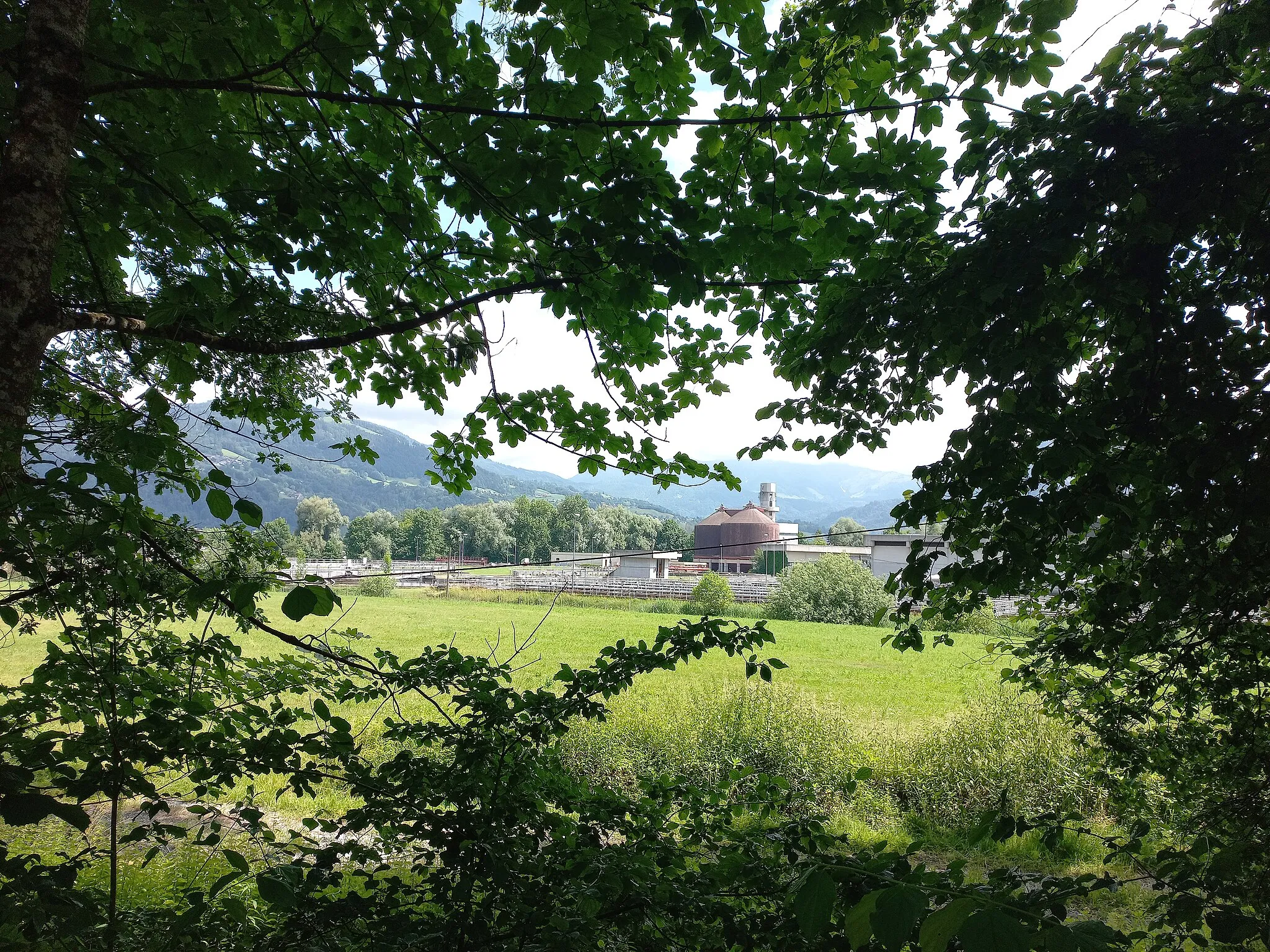 Photo showing: Sewage treatment plant Dornbirn-Schwarzach in Vorarlberg, Austria.