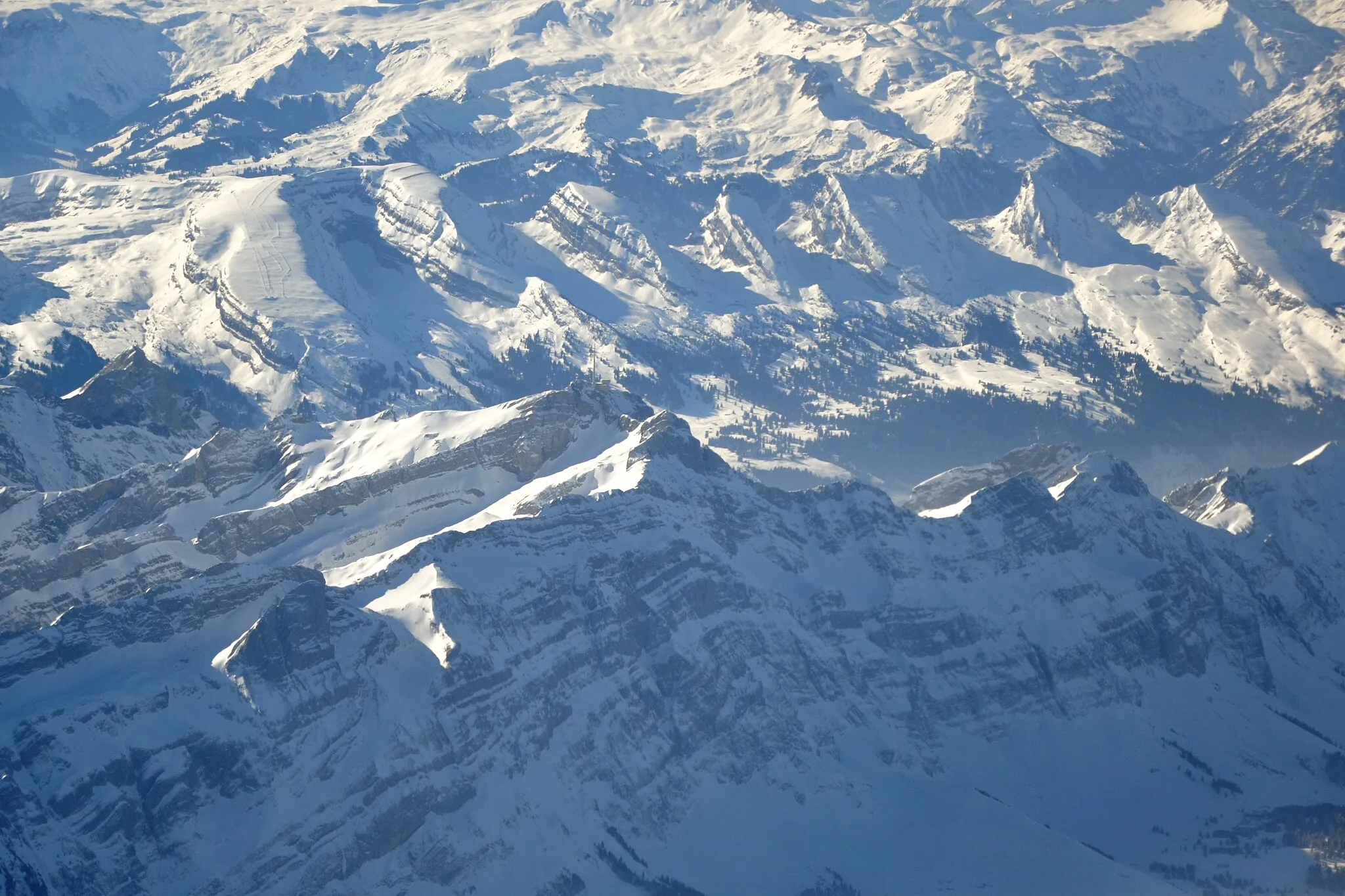 Photo showing: Switzerland, Appenzell Ausserrhoden, Alpstein from overhead Bühler