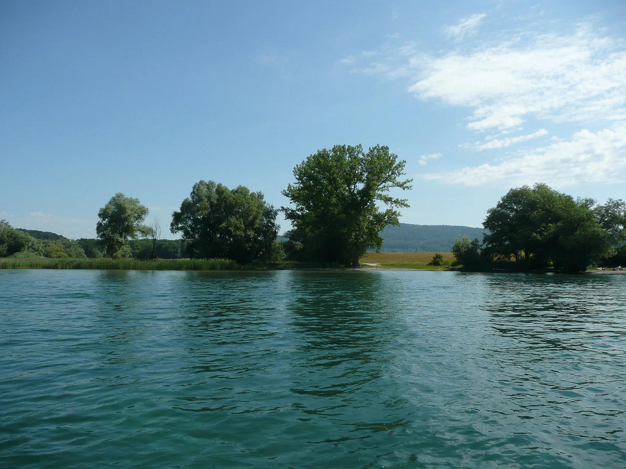 Photo showing: Mündung der Biber in den Rhein.