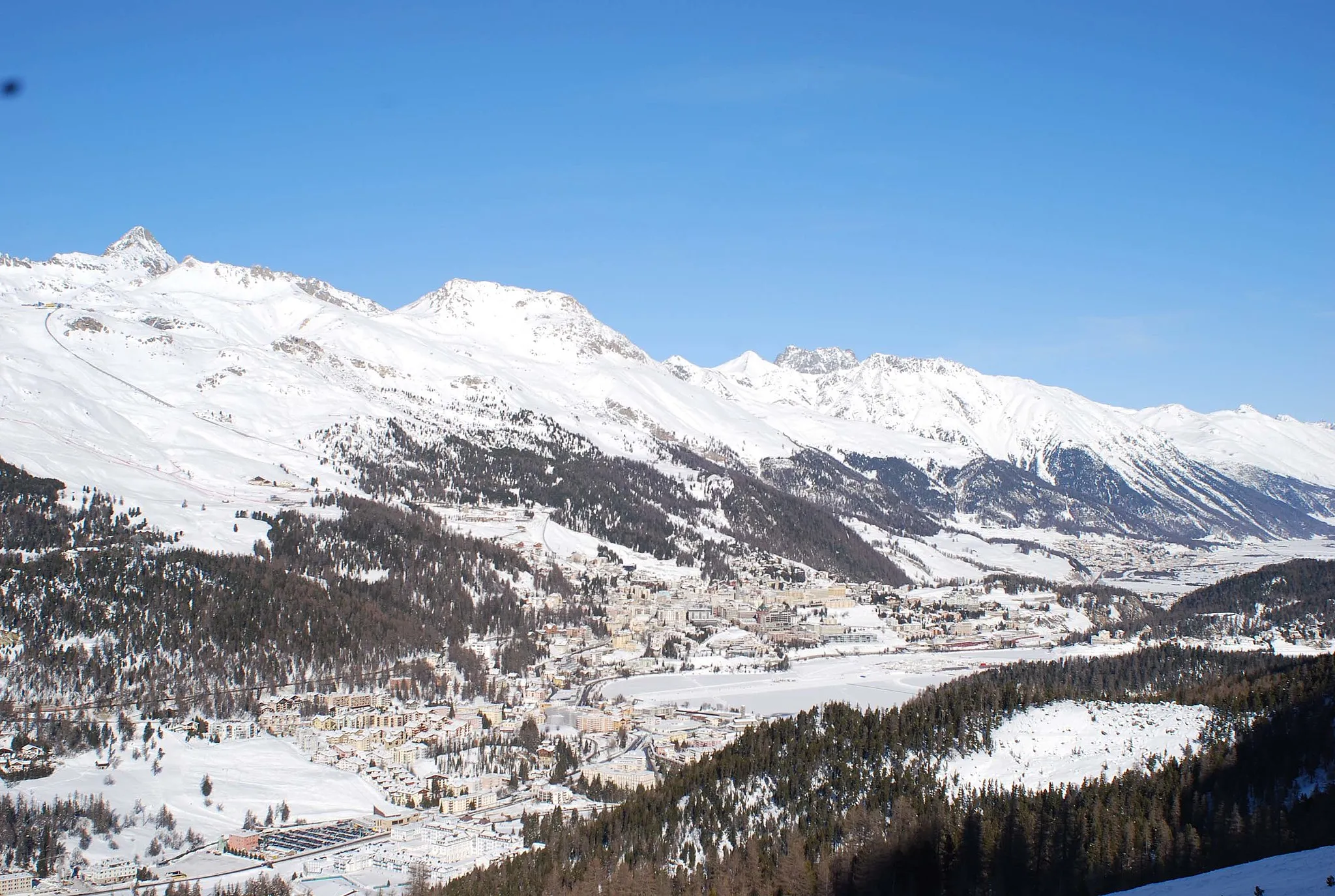 Photo showing: St. Moritz from Corvatsch