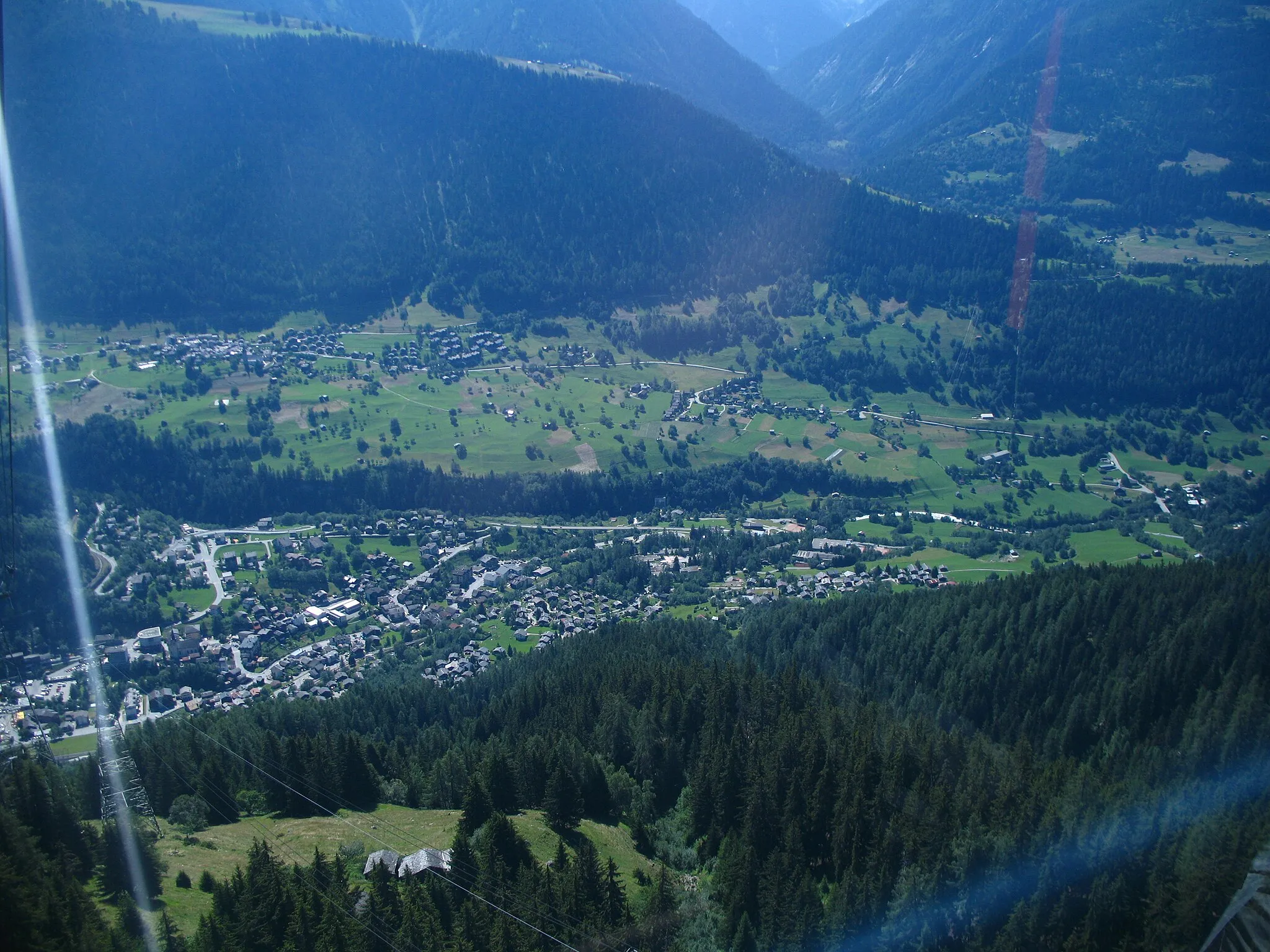 Photo showing: Ernen and Fiesch viewed from Fiescheralp, Switzerland