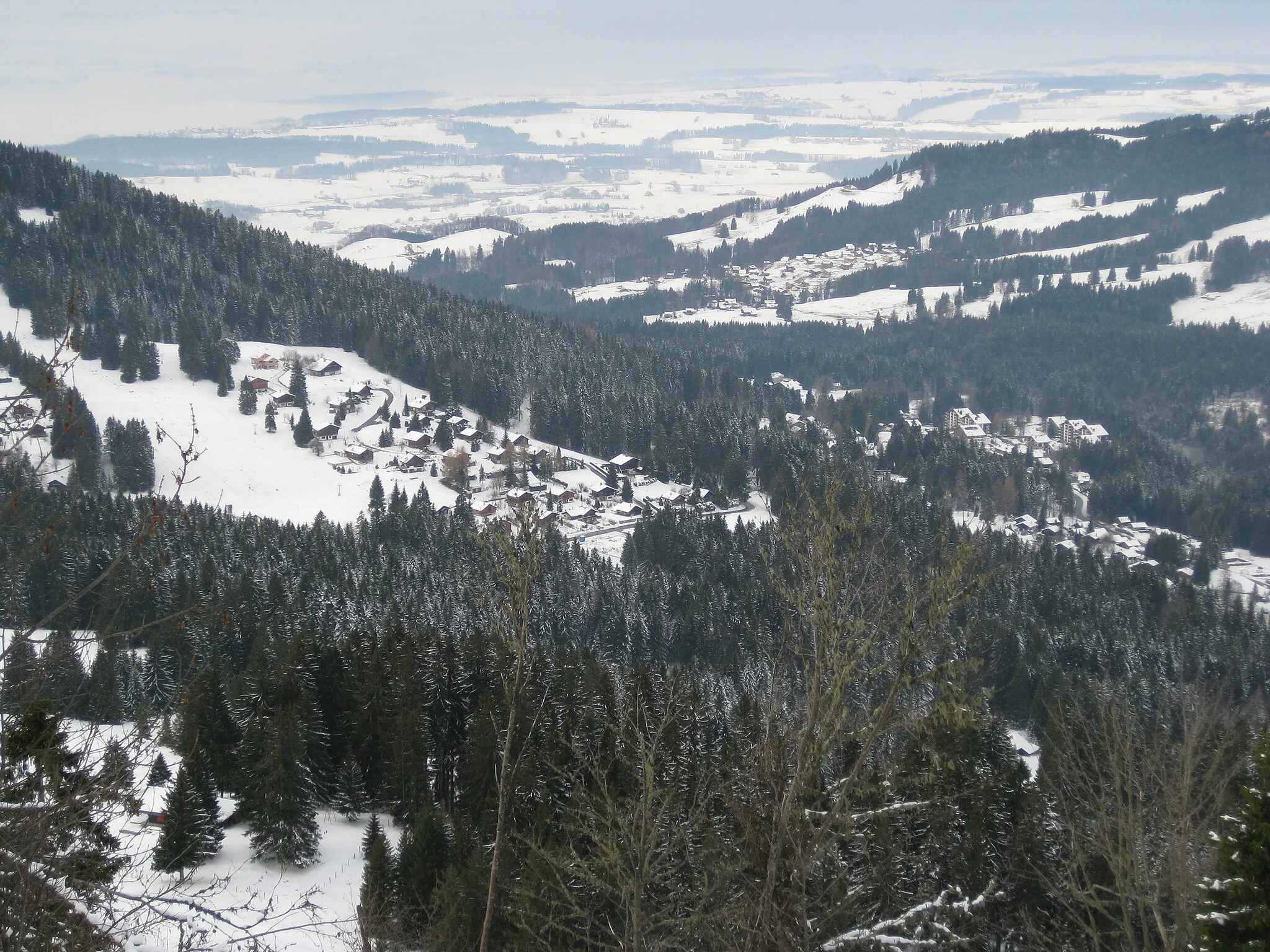 Photo showing: Photo des Paccots, plus précisément du quartier des Vérollys, prise depuis le sommet de la Cagne