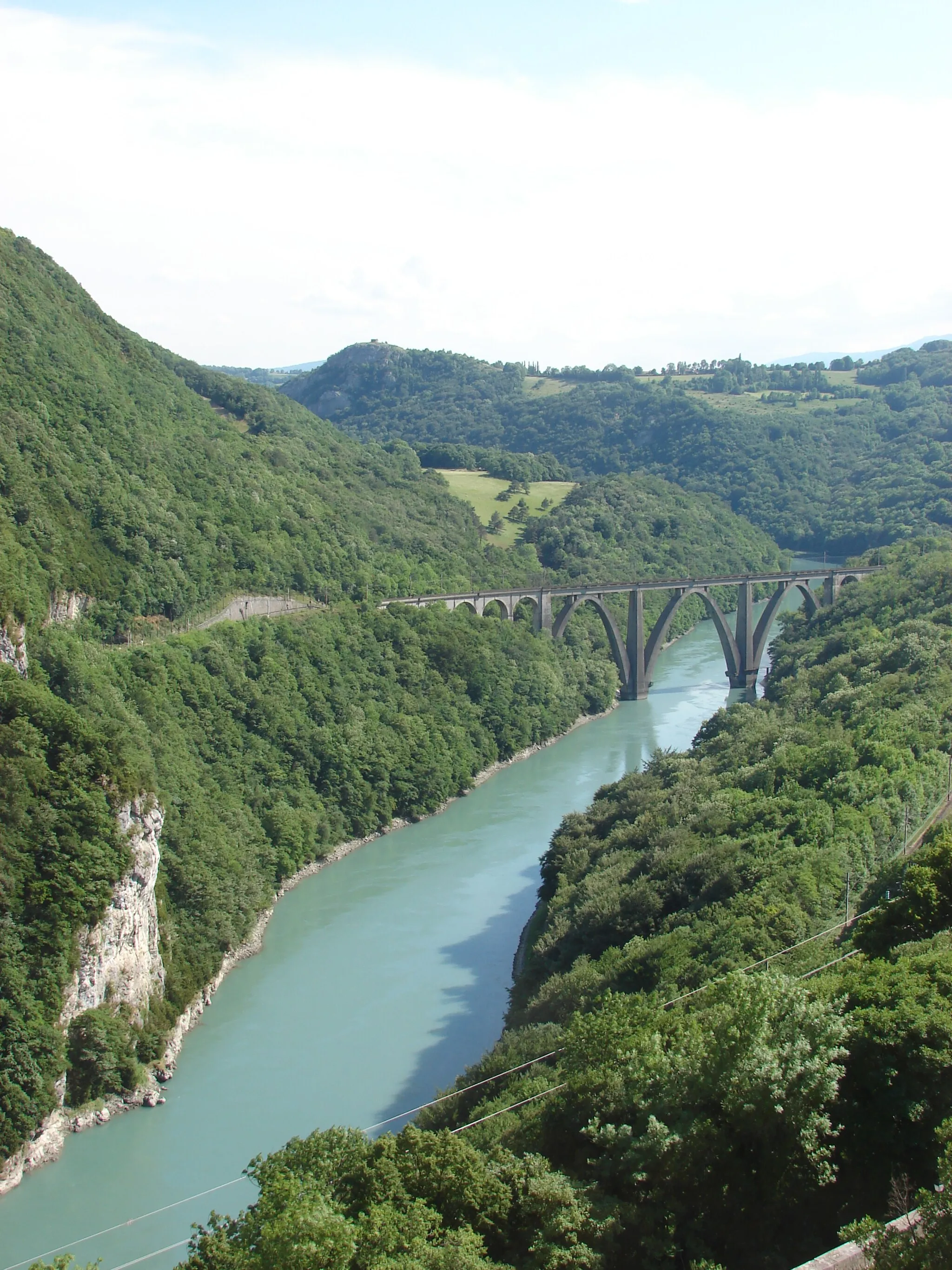 Photo showing: Pont de chemin de fer sur le Rhone, à Longeray