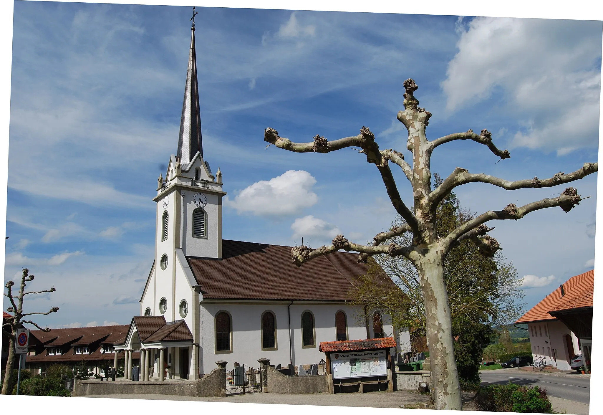Photo showing: Church Saint-Jean Baptiste at Vuisternens-en-Ogoz, canton of Fribourg, Switzerland