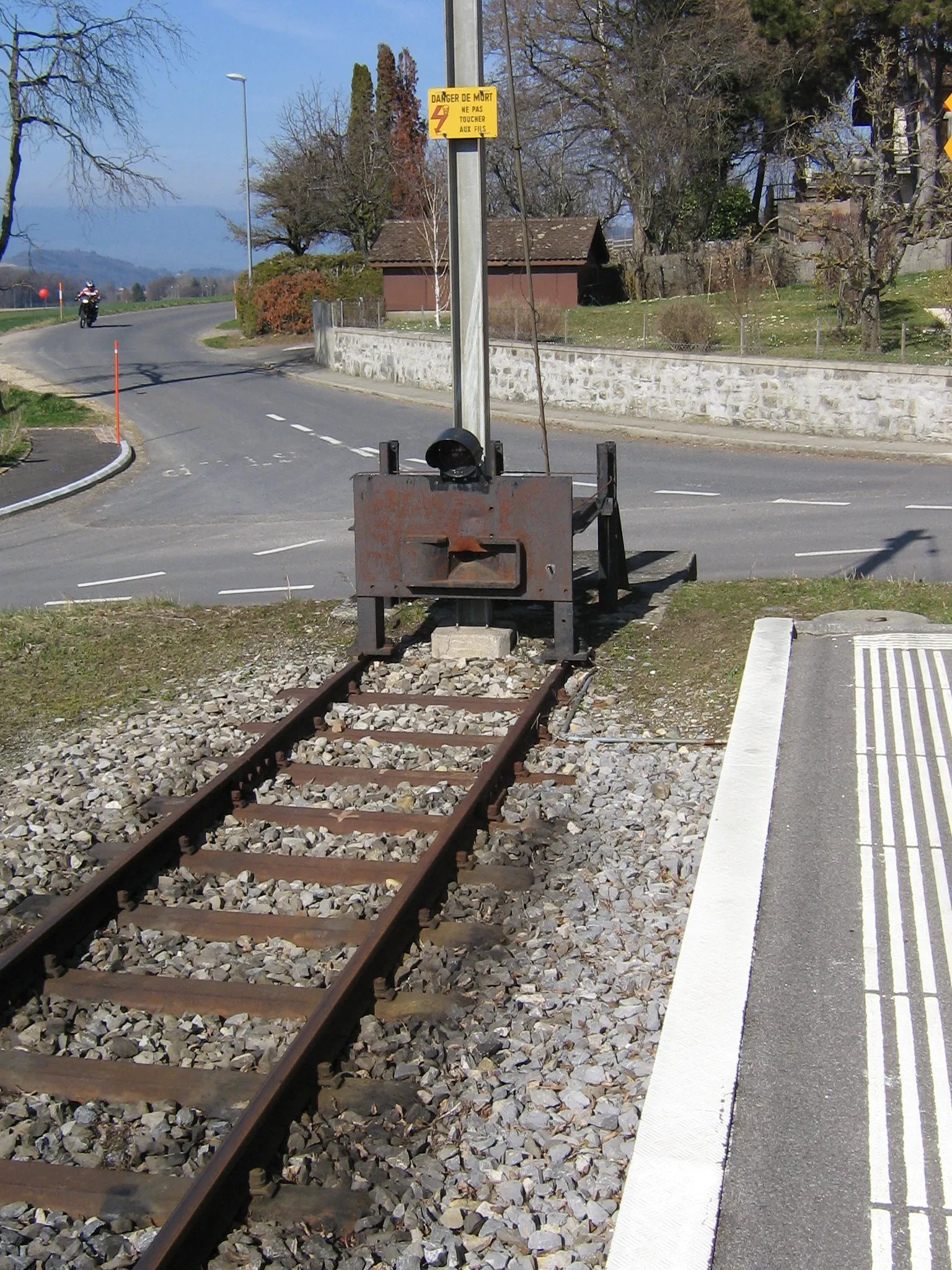 Photo showing: End of the line of the LEB at the terminal station of Bercher.