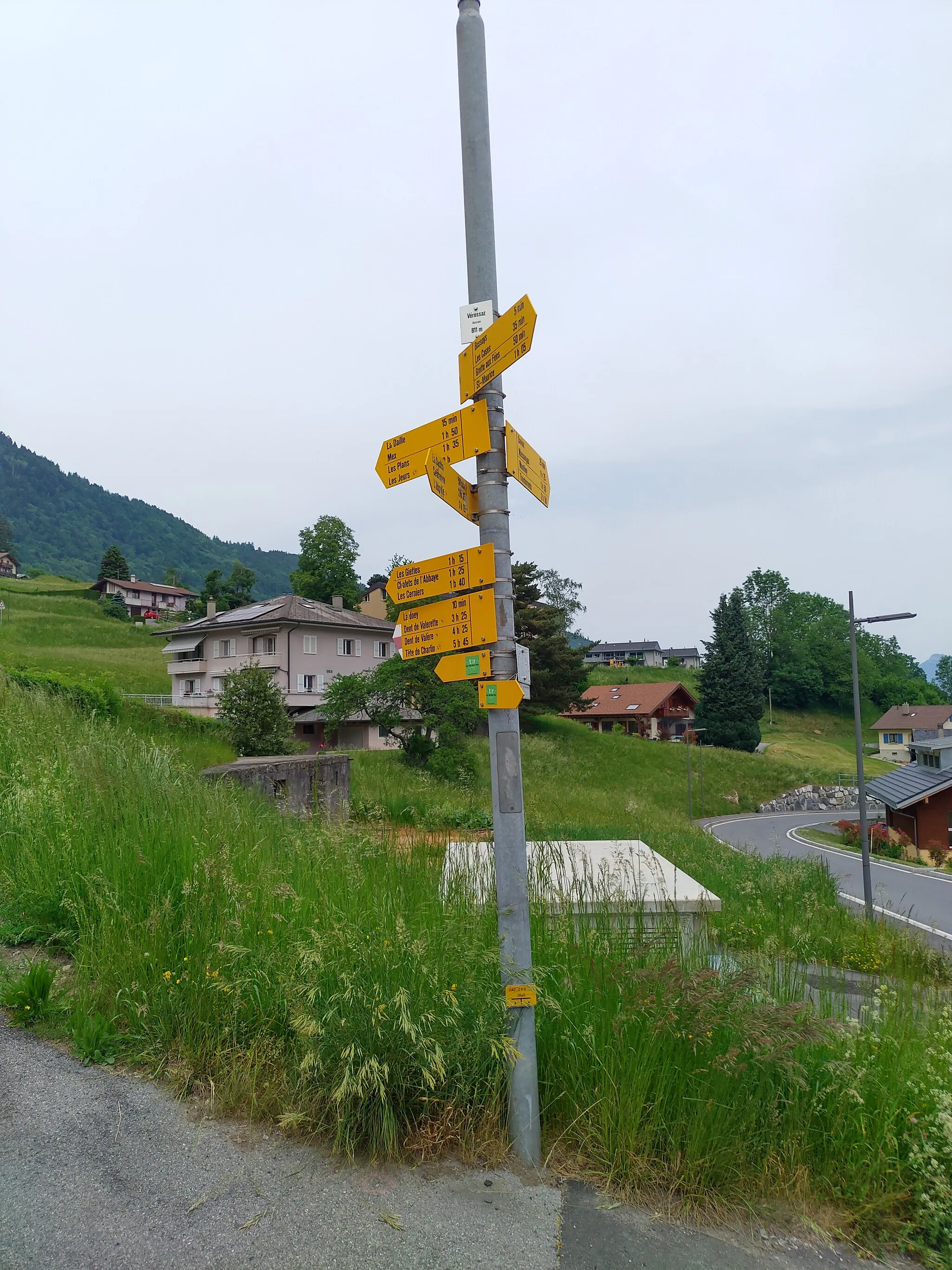 Photo showing: Fingerpost "Vérossaz Aussays" (811m)