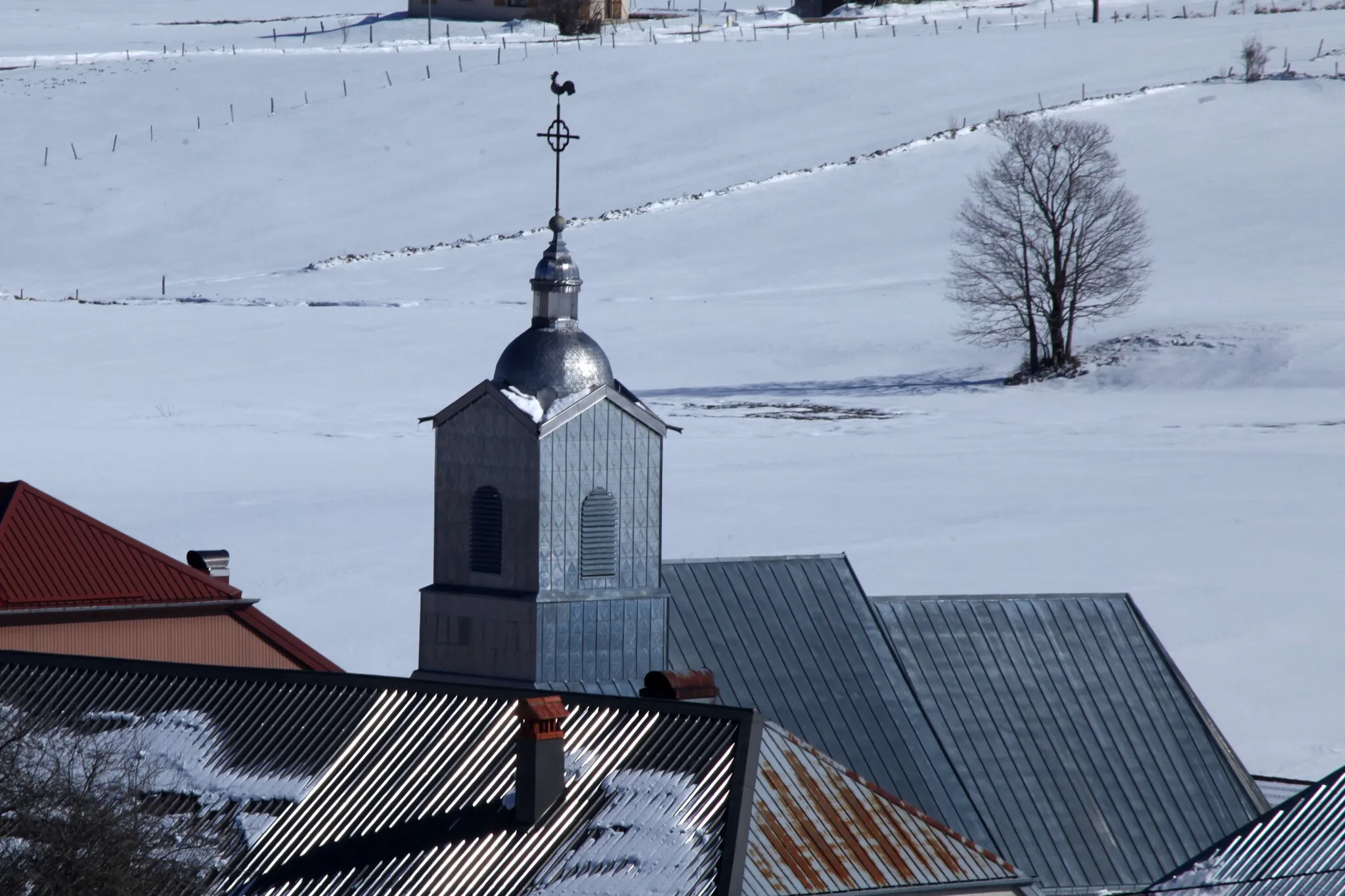 Photo showing: Église de Sarrageois (Doubs) en hiver
