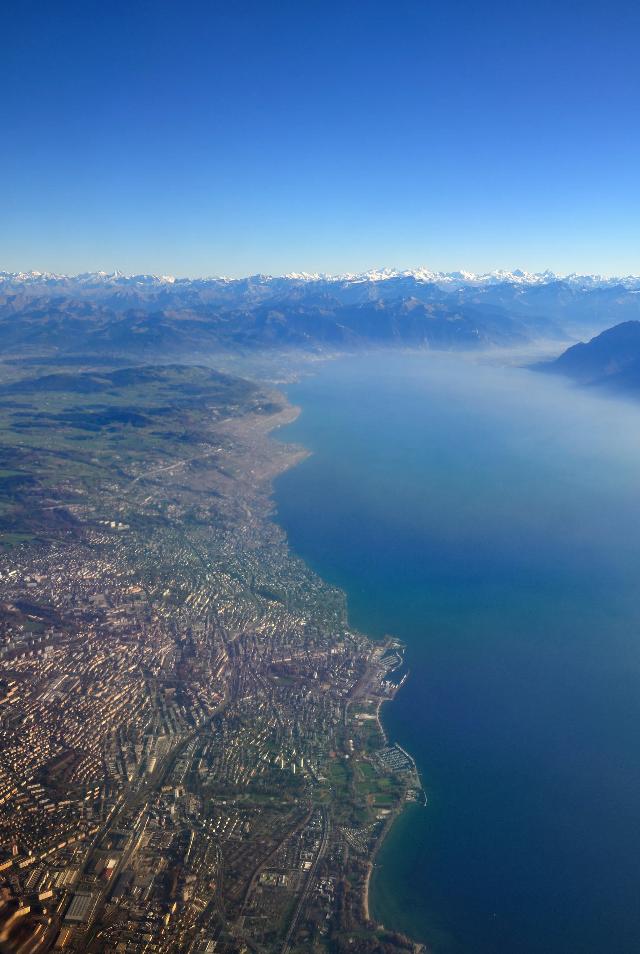 Photo showing: Switzerland, Vaud, aerial view overhead Ecublens on a clear November day on a flight from Prague to Geneva.