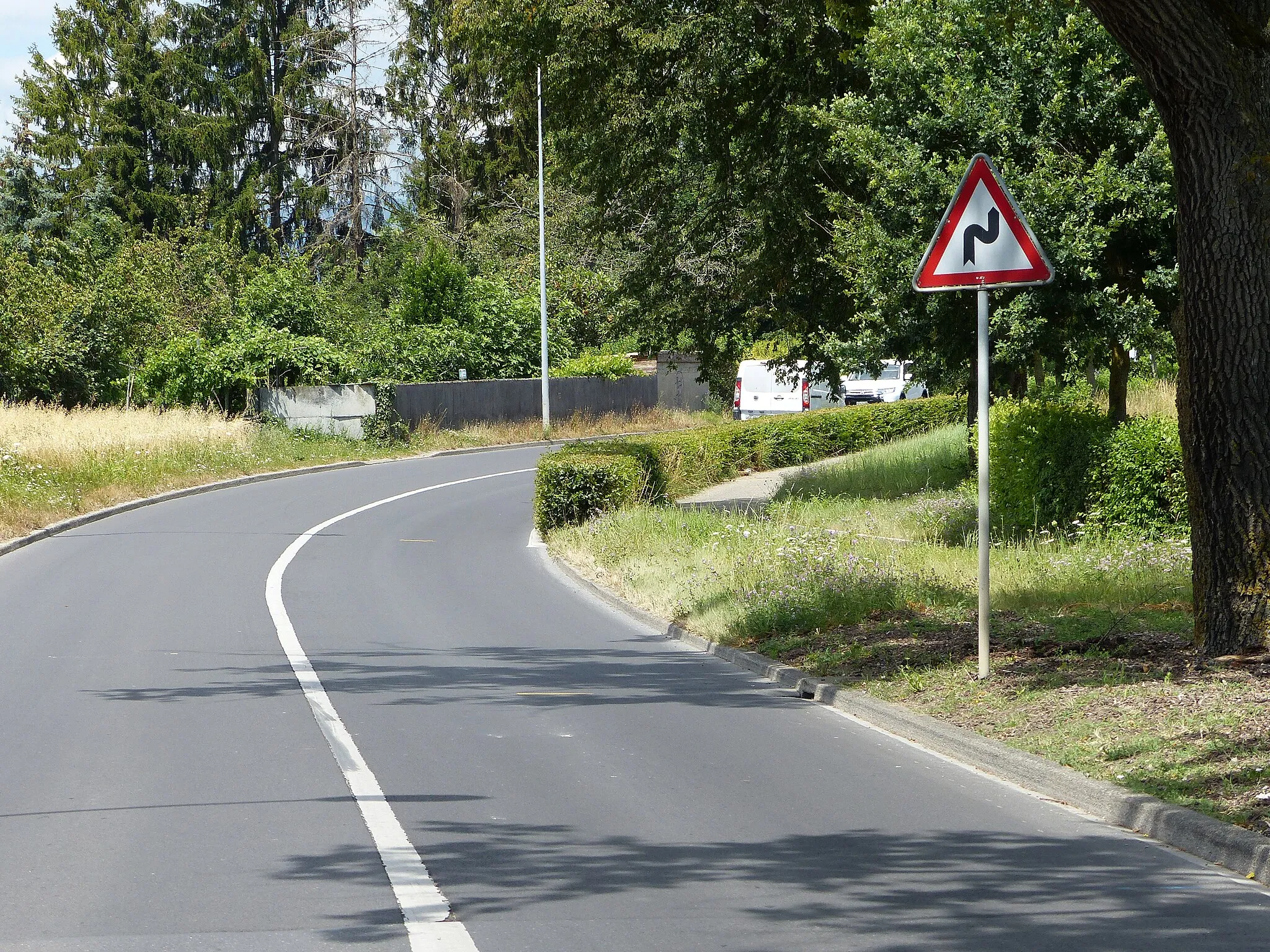 Photo showing: Panneau 1.03 (double virage, le premier à droite), route de Compois, Meinier, canton de Genève, Suisse.