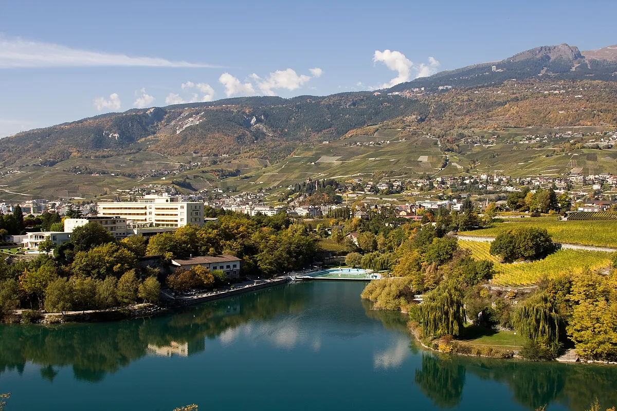 Photo showing: Der Grand-Lac (Lac de Géronde) in Sierre