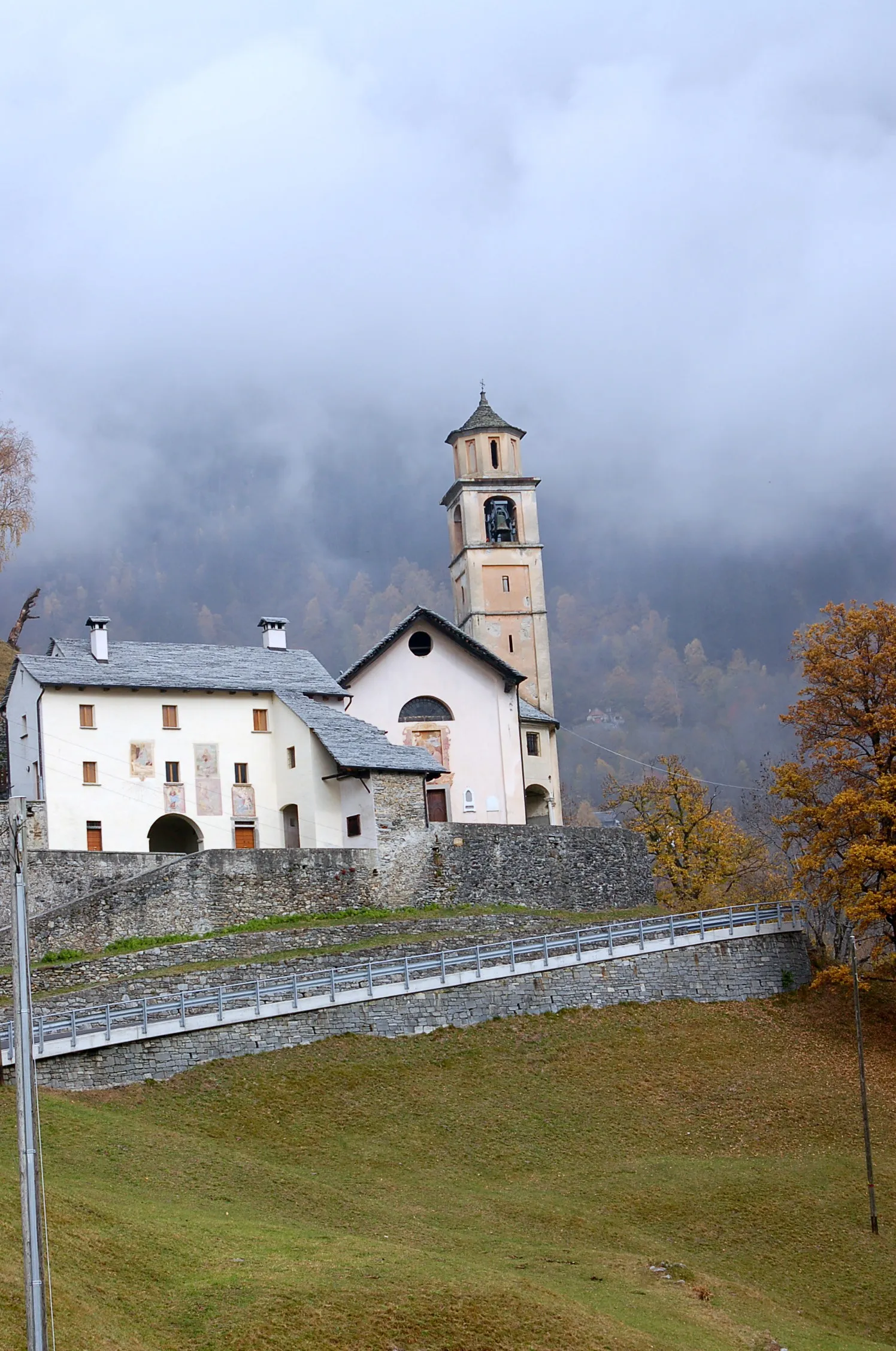 Photo showing: The main part of the town is steep downhill from the church. That means at least every Sunday residents make the trek both up and downhill to go to church.