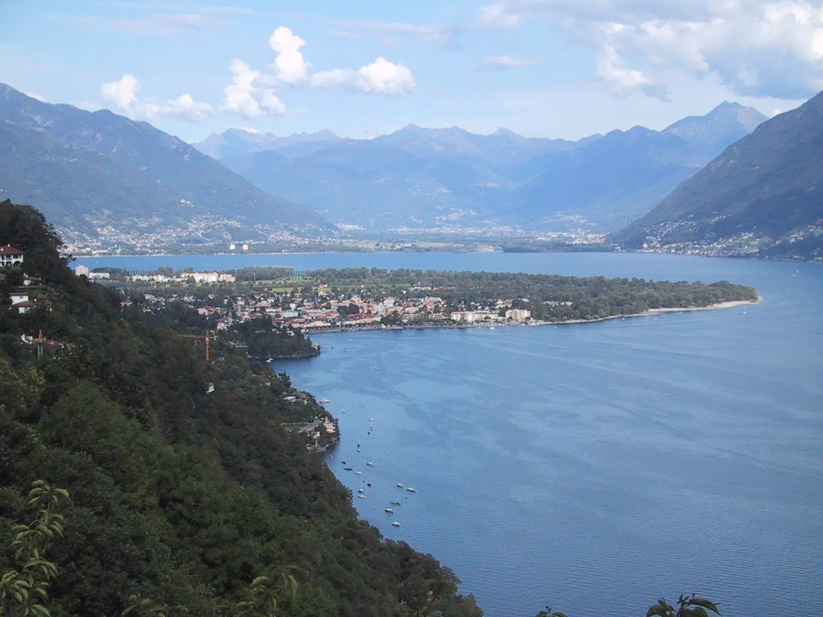 Photo showing: Ascona and the delta of the Maggia