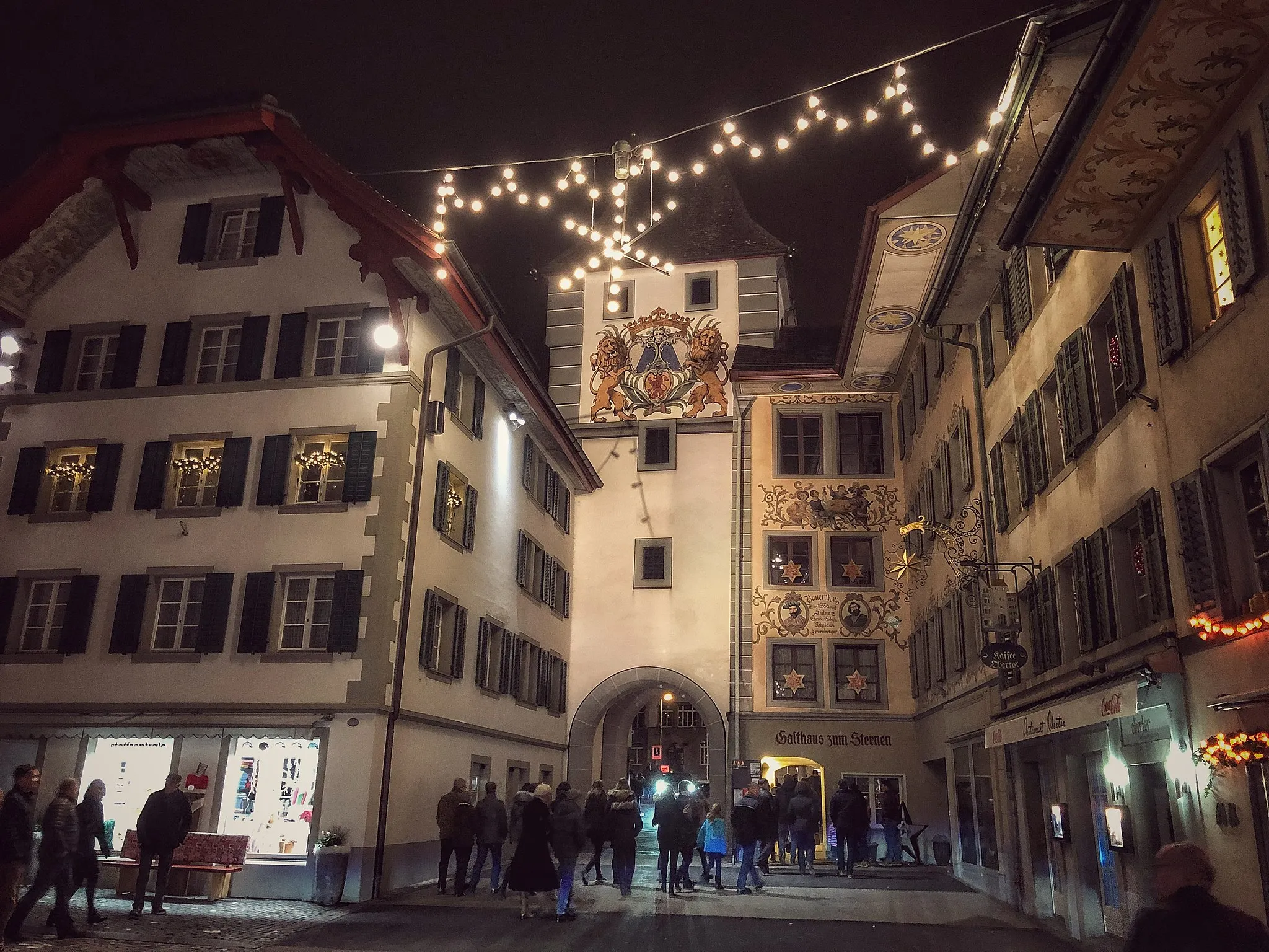 Photo showing: Willisau beim OBertor nach dem Weihnachtsgottesdienst