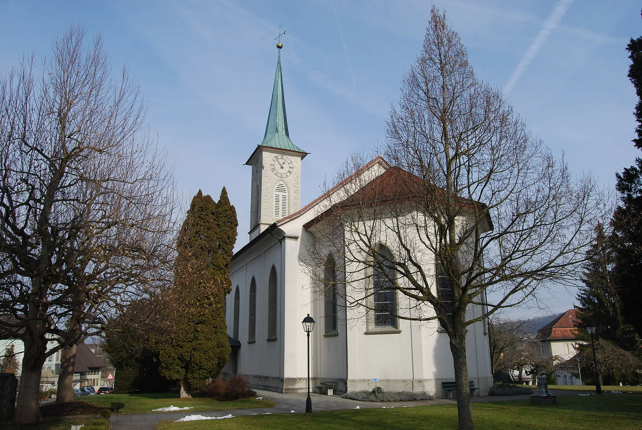 Photo showing: Protestant church of Menziken, canton of Aargau, Switzerland