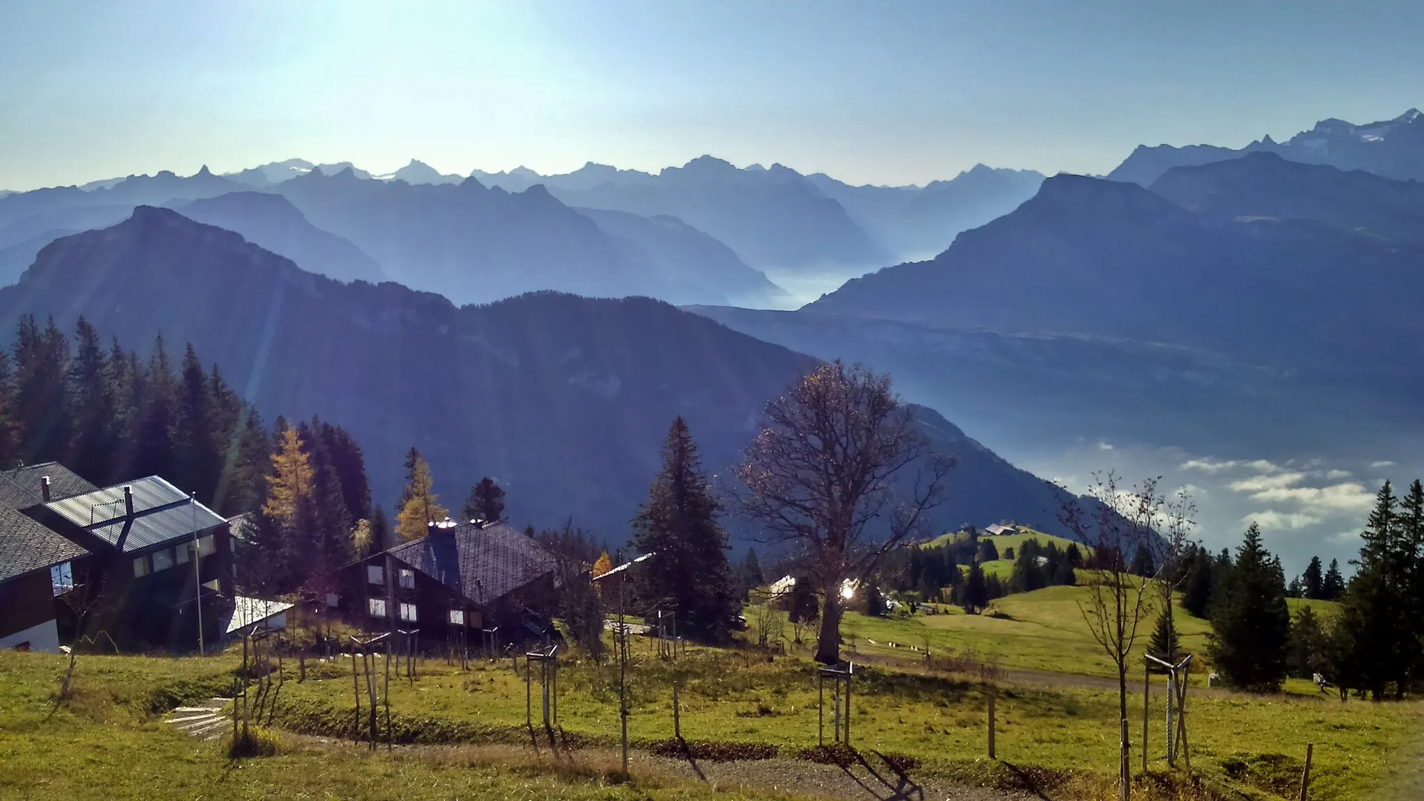 Photo showing: Blick von Rigi Scheidegg Richtung Südost mit Rigi Hochflue & Niederbauen Kulm.