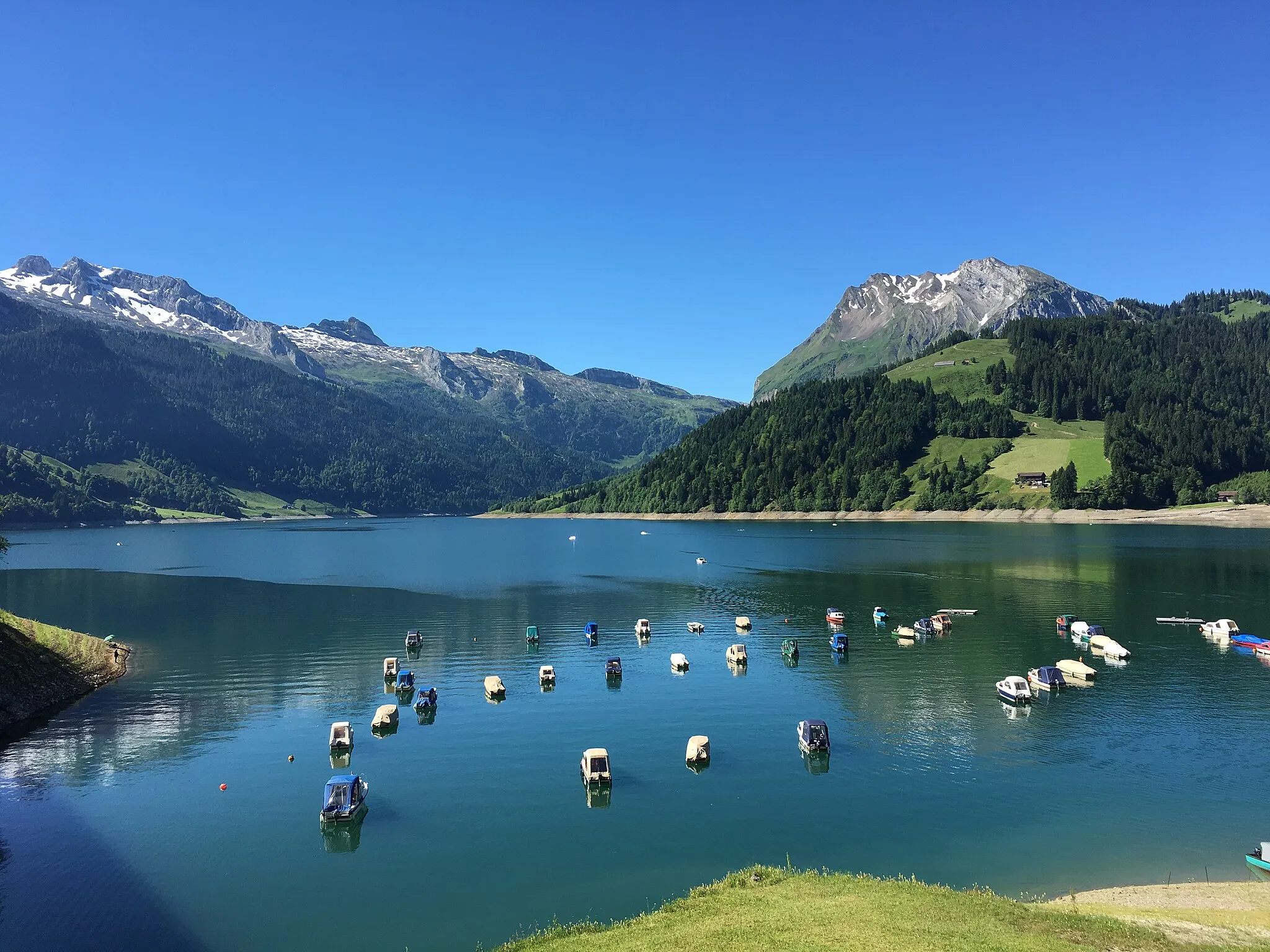 Photo showing: Wägitalersee von Innerthal gesehen