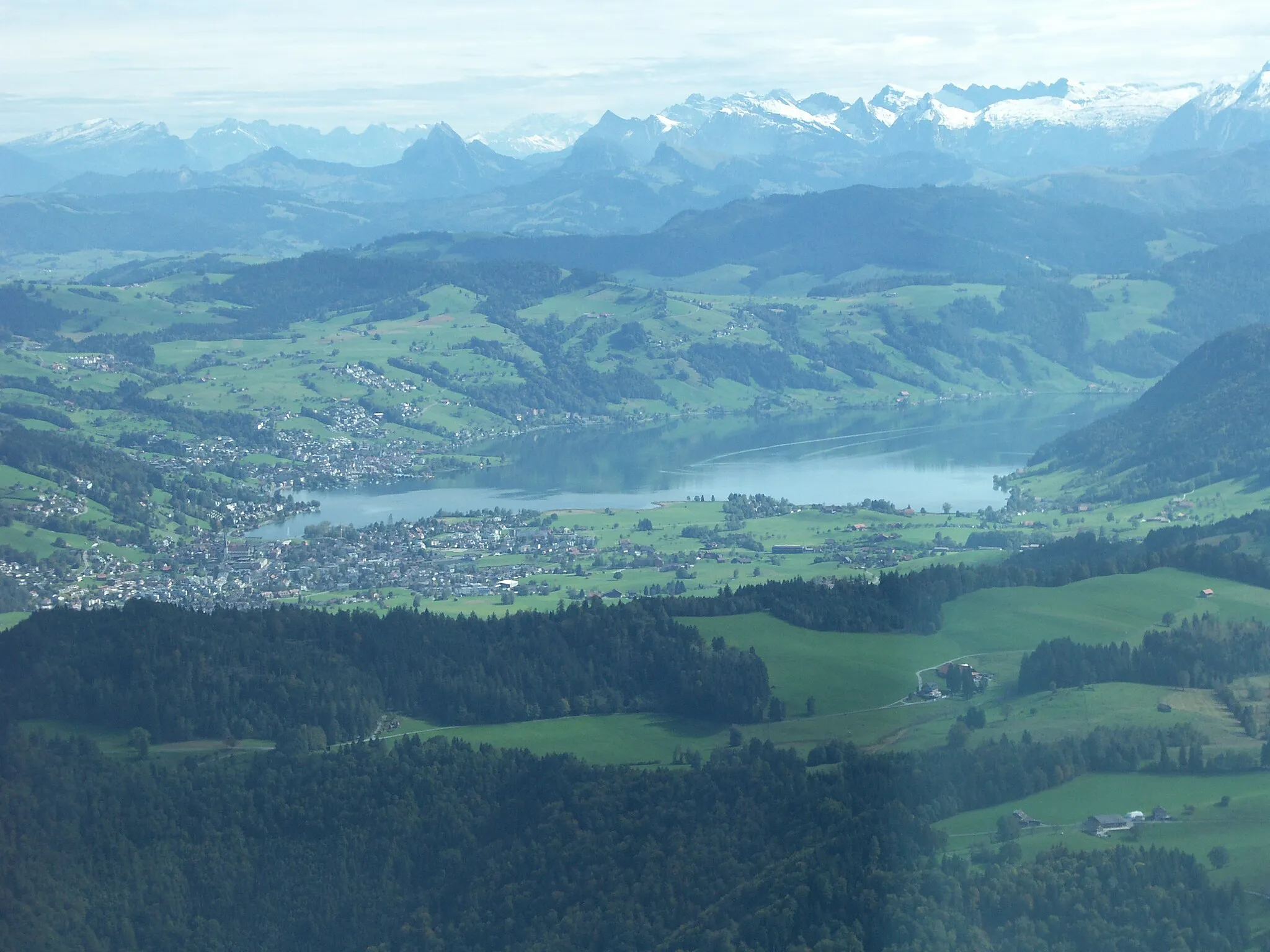 Photo showing: Aegerisee, Unterägeri from Ju-52_HB-HOT