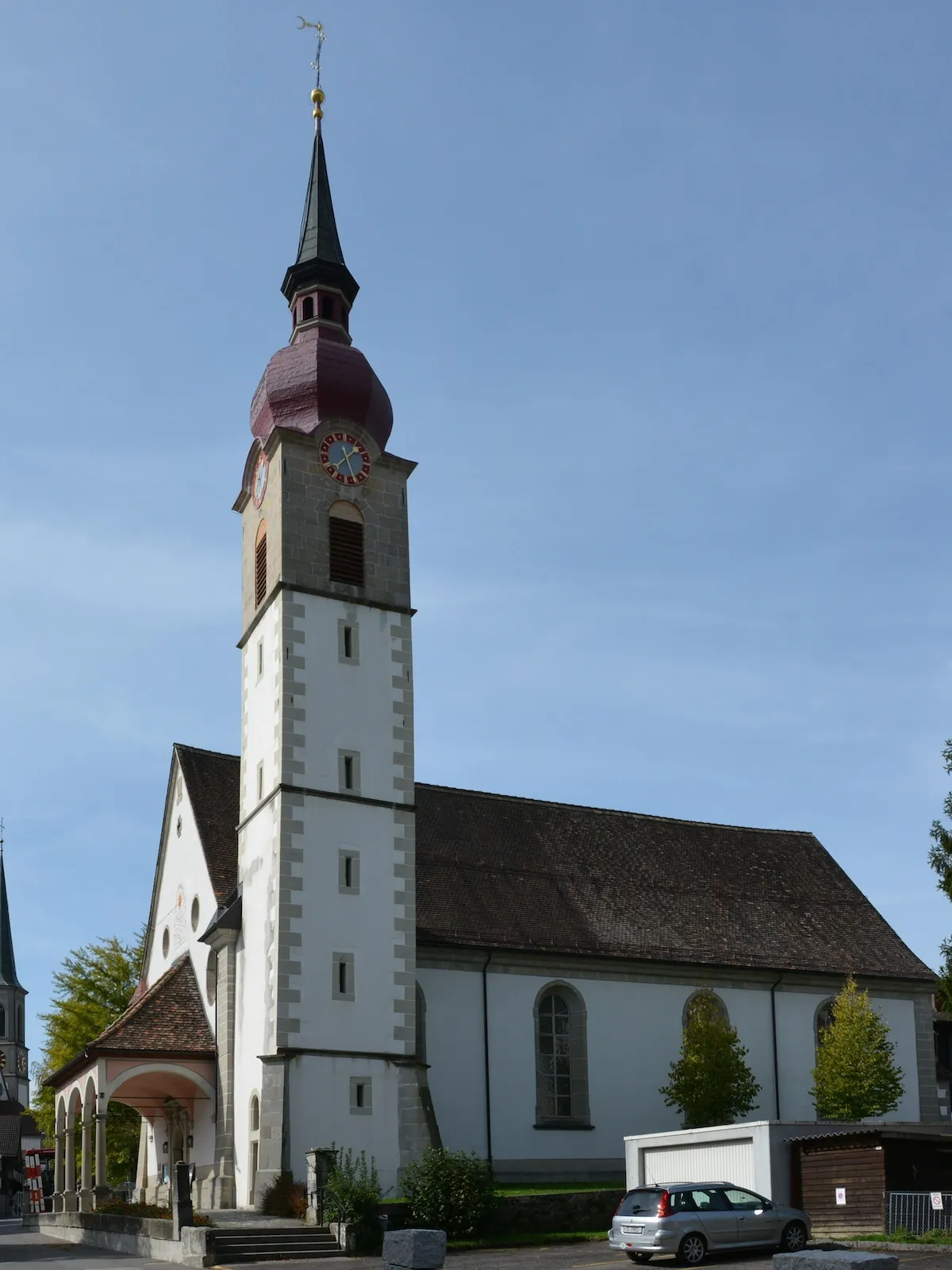 Photo showing: Unterägeri am Ägerisee mit Seminar-Hotel, Pfarrkirche und Marienkirche