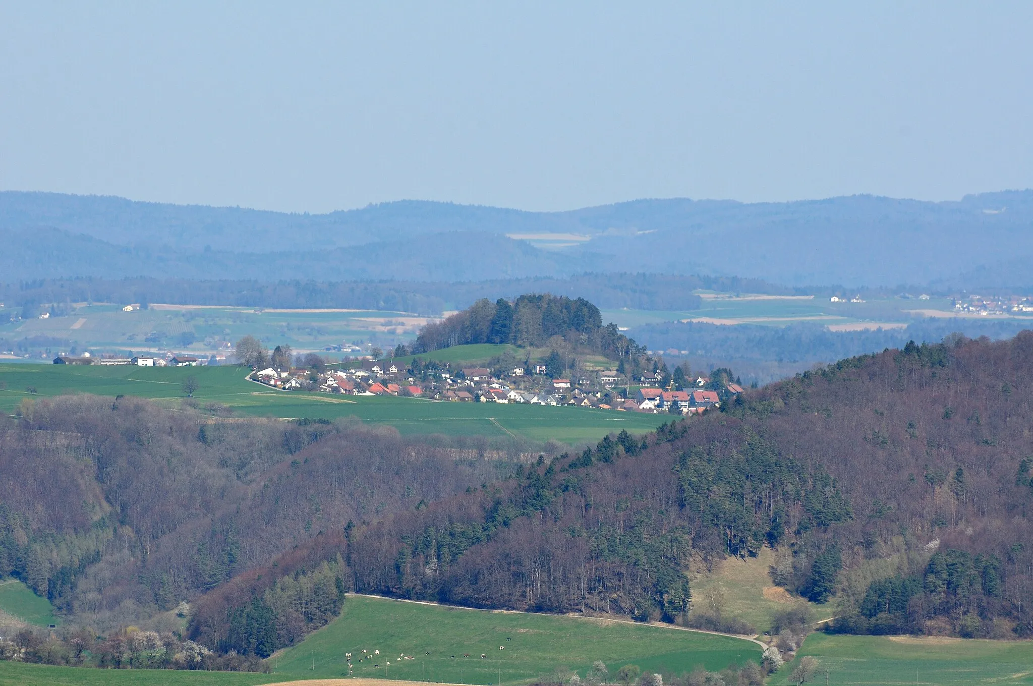 Photo showing: Switzerland, Canton of Schaffhausen, Buchberg below Hurbig, seen from the wooden tower on Stadlerberg