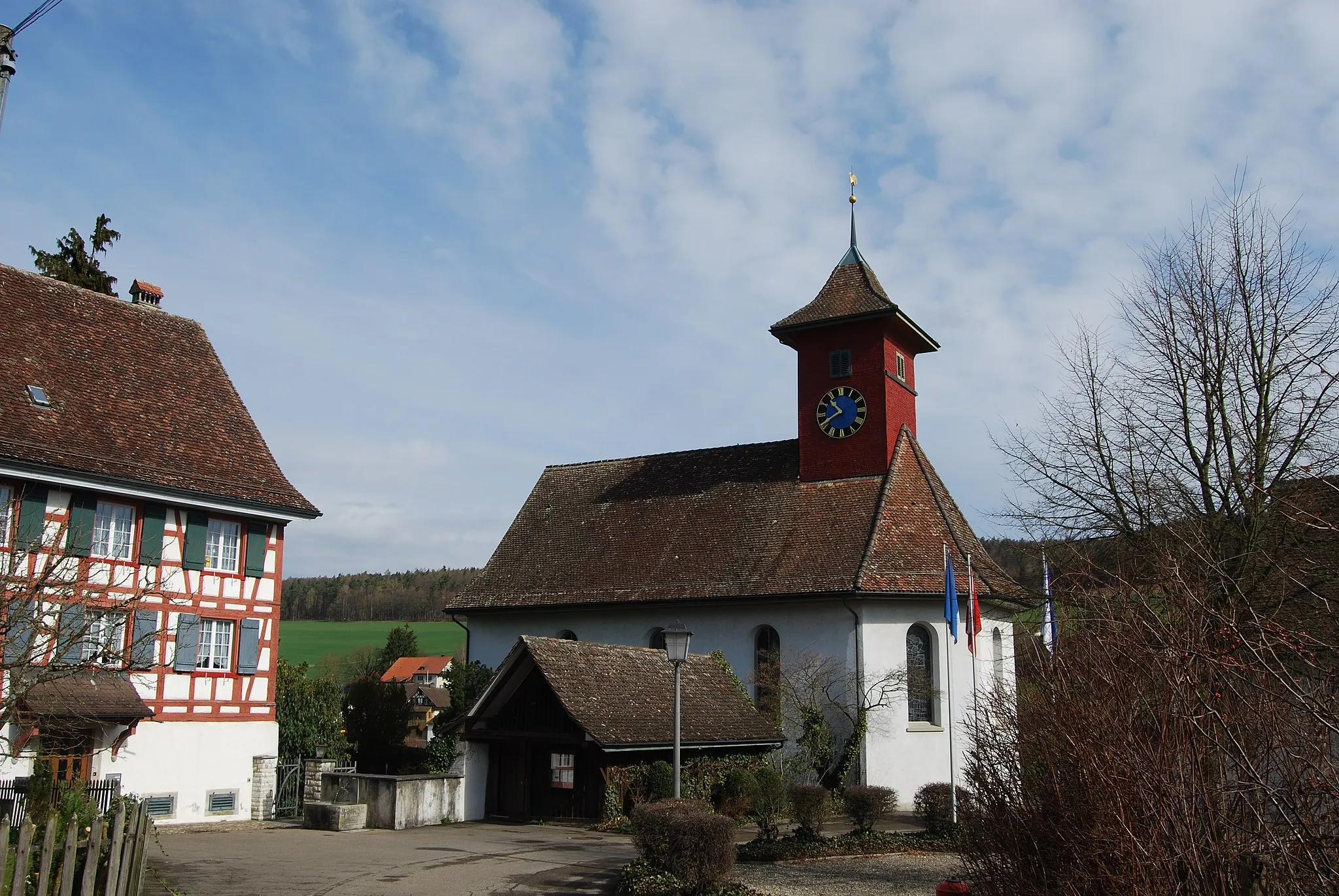 Photo showing: Church of Bachs, canton of Zürich, Switzerland