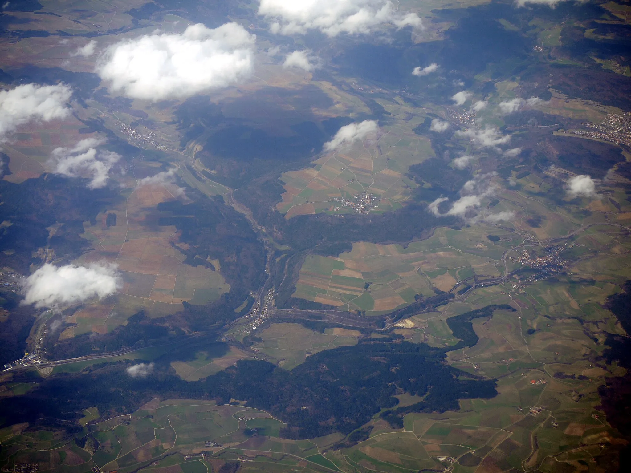 Photo showing: Grimmelshofen - Blumegg, photograph taken from the sky, on the fly line between Marseille and Stockholm.