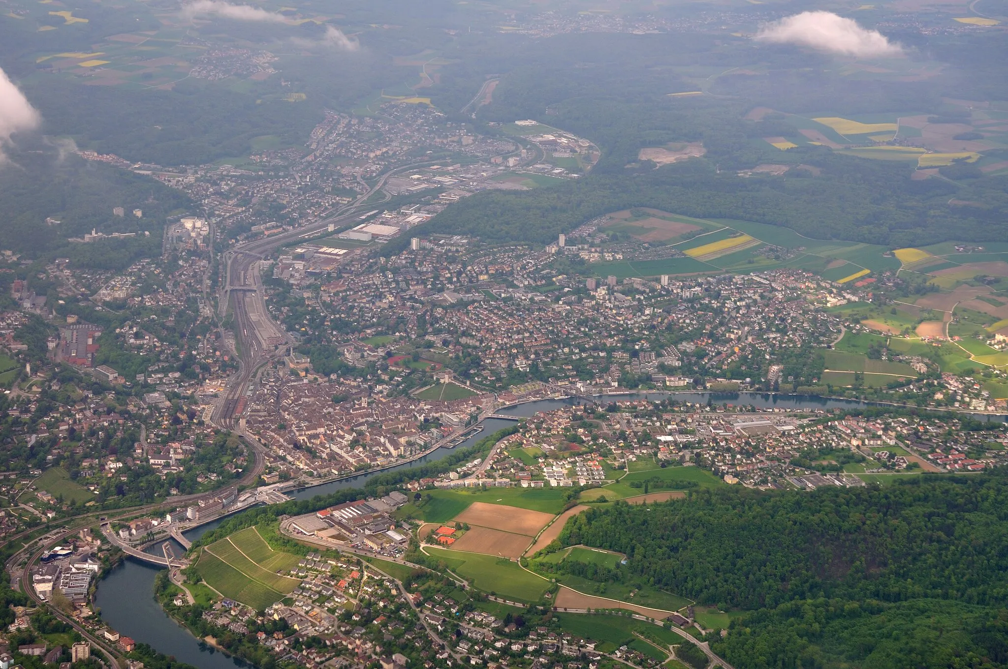 Photo showing: Switzerland, Canton of Schaffhausen, aerial view of Schaffhausen