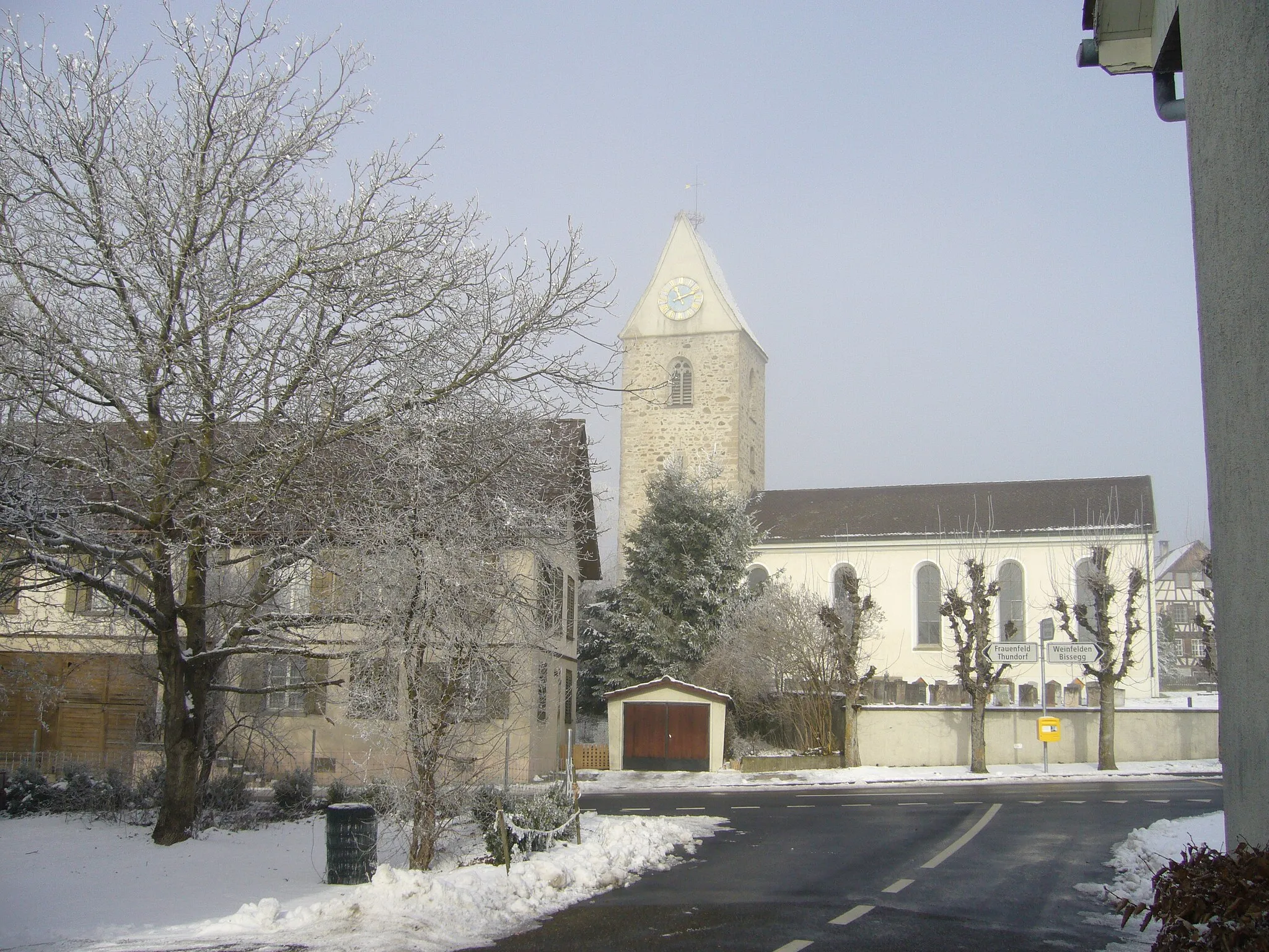 Photo showing: Winterlicher Blick auf die Kirch zů Lustdorf.